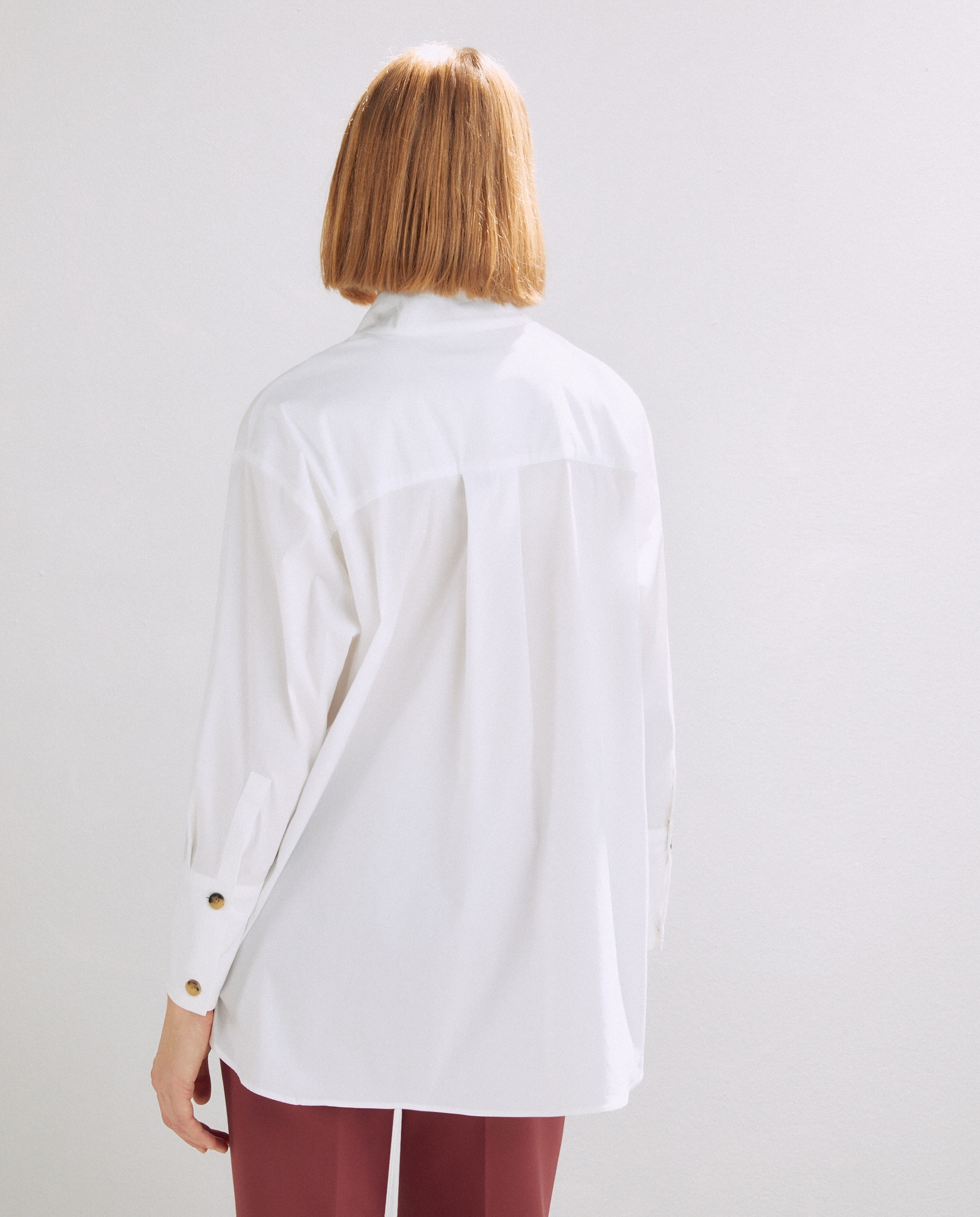 Camisa de Manga Comprida e em Popelina Branco-7