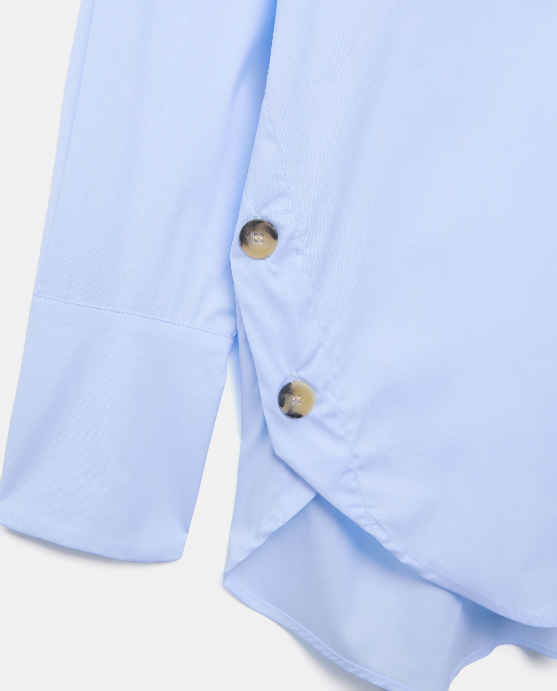 Camisa de Manga Comprida e em Popelina Azul-claro-8