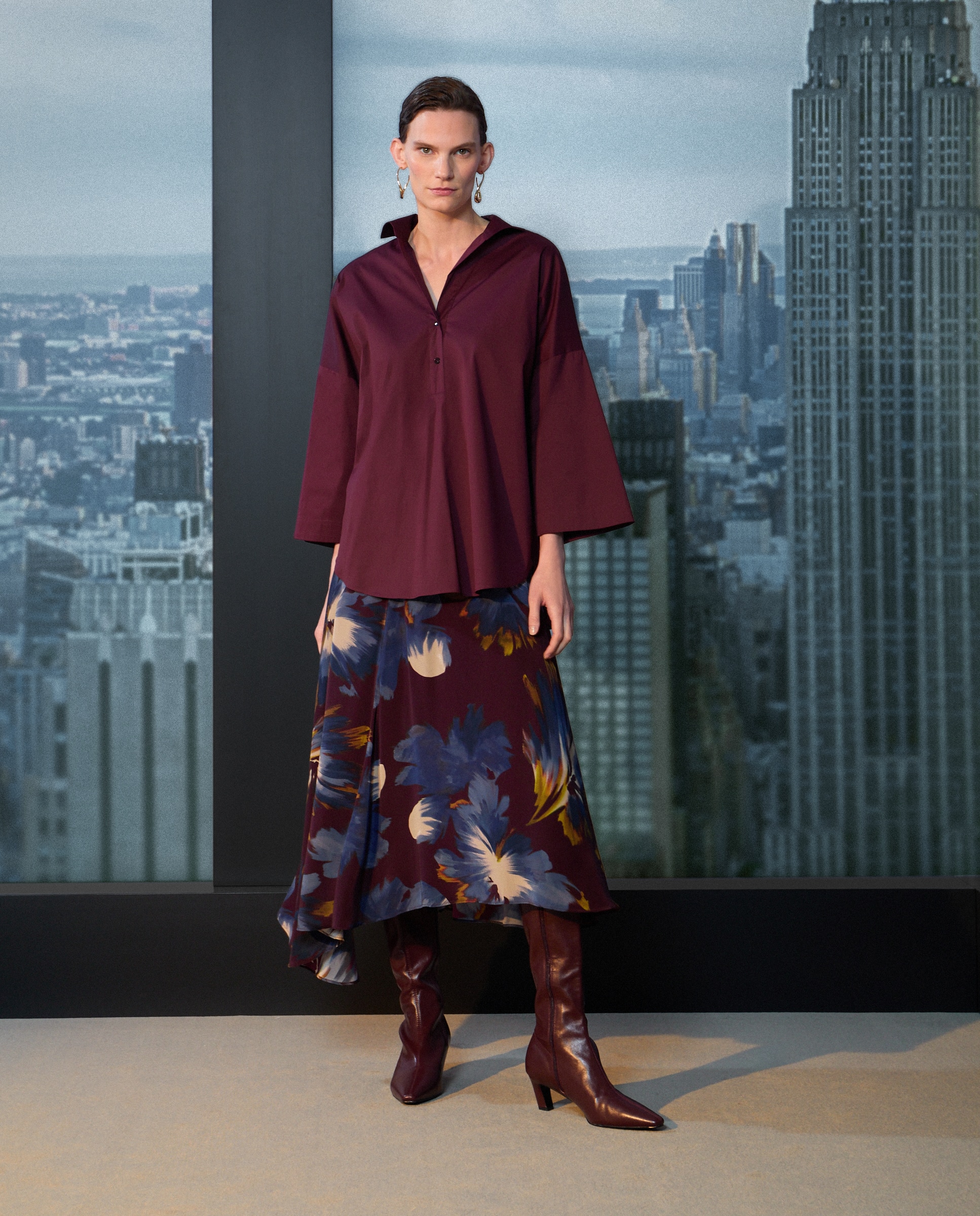 Blusa de Popelina Tipo Polo Bordeaux-2