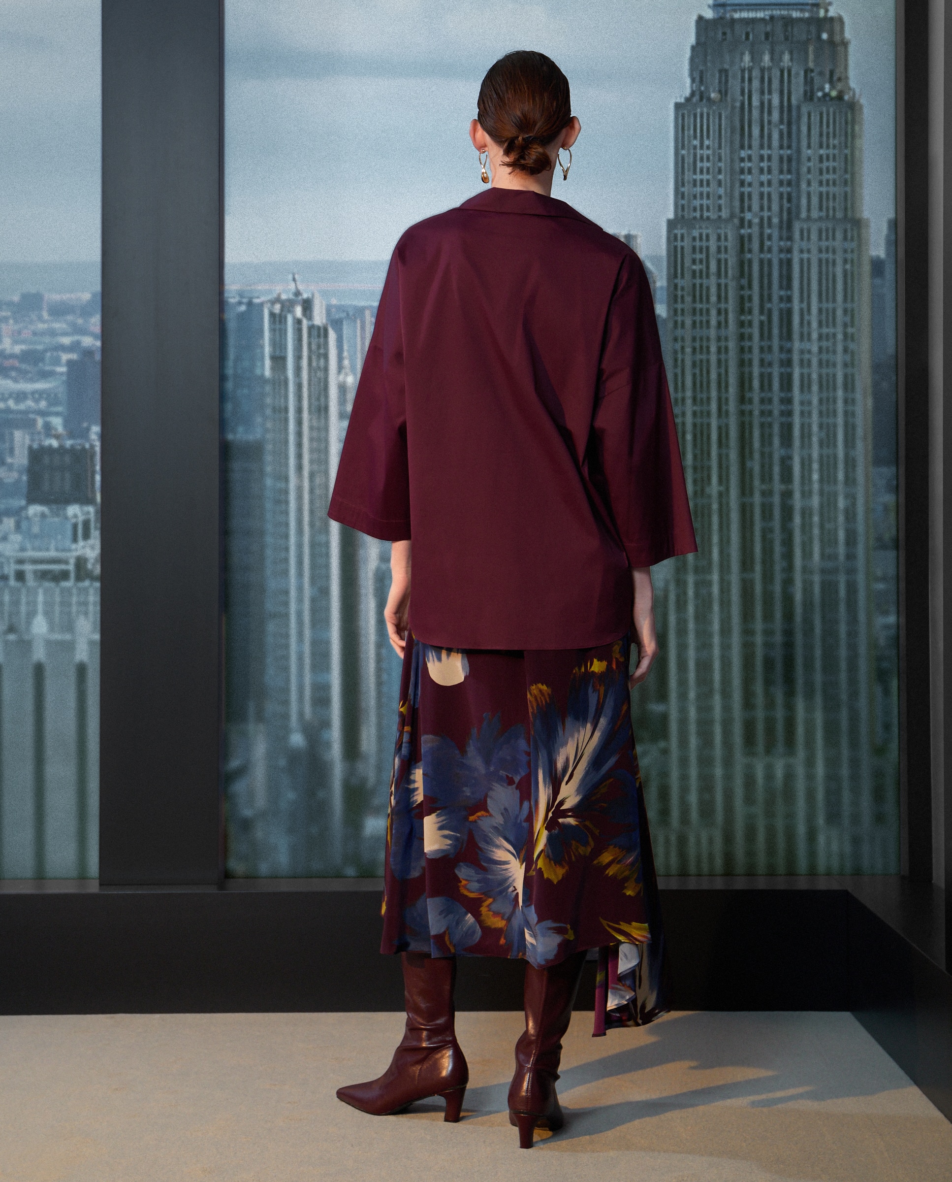 Blusa de Popelina Tipo Polo Bordeaux-3