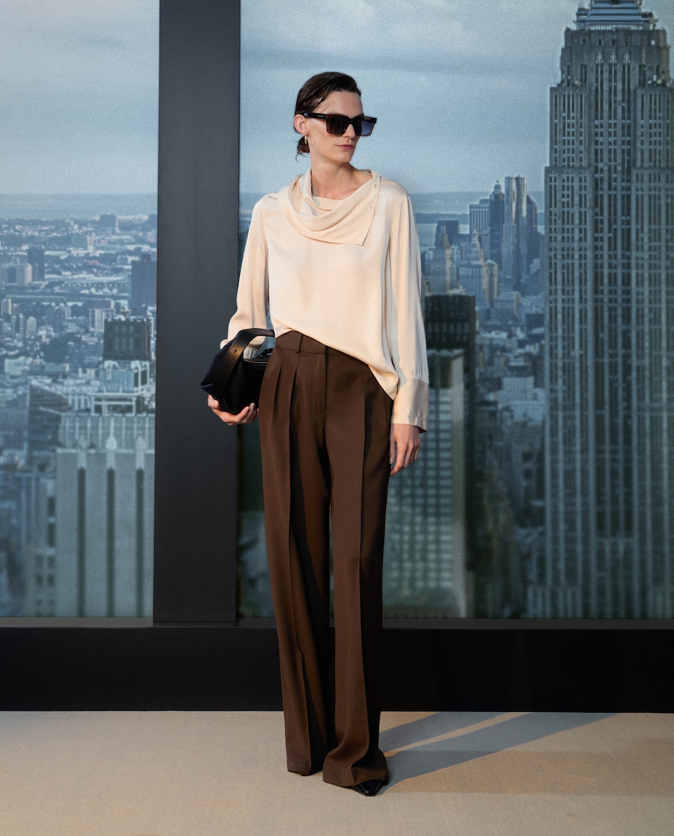 Blusa com Gola de Lenço 150 Baunilha-2