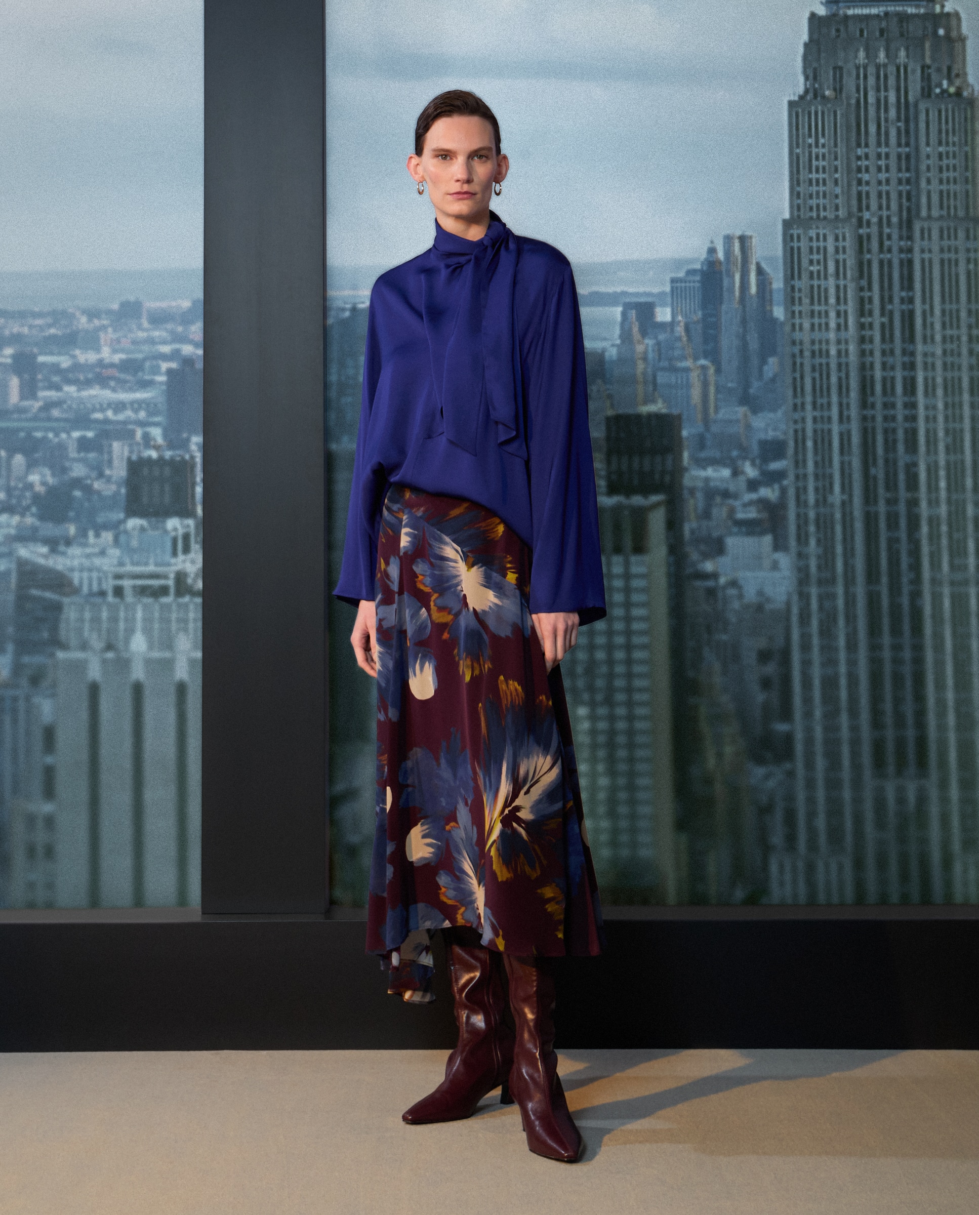 Blusa de Gola com Laço 440 Azulão-1