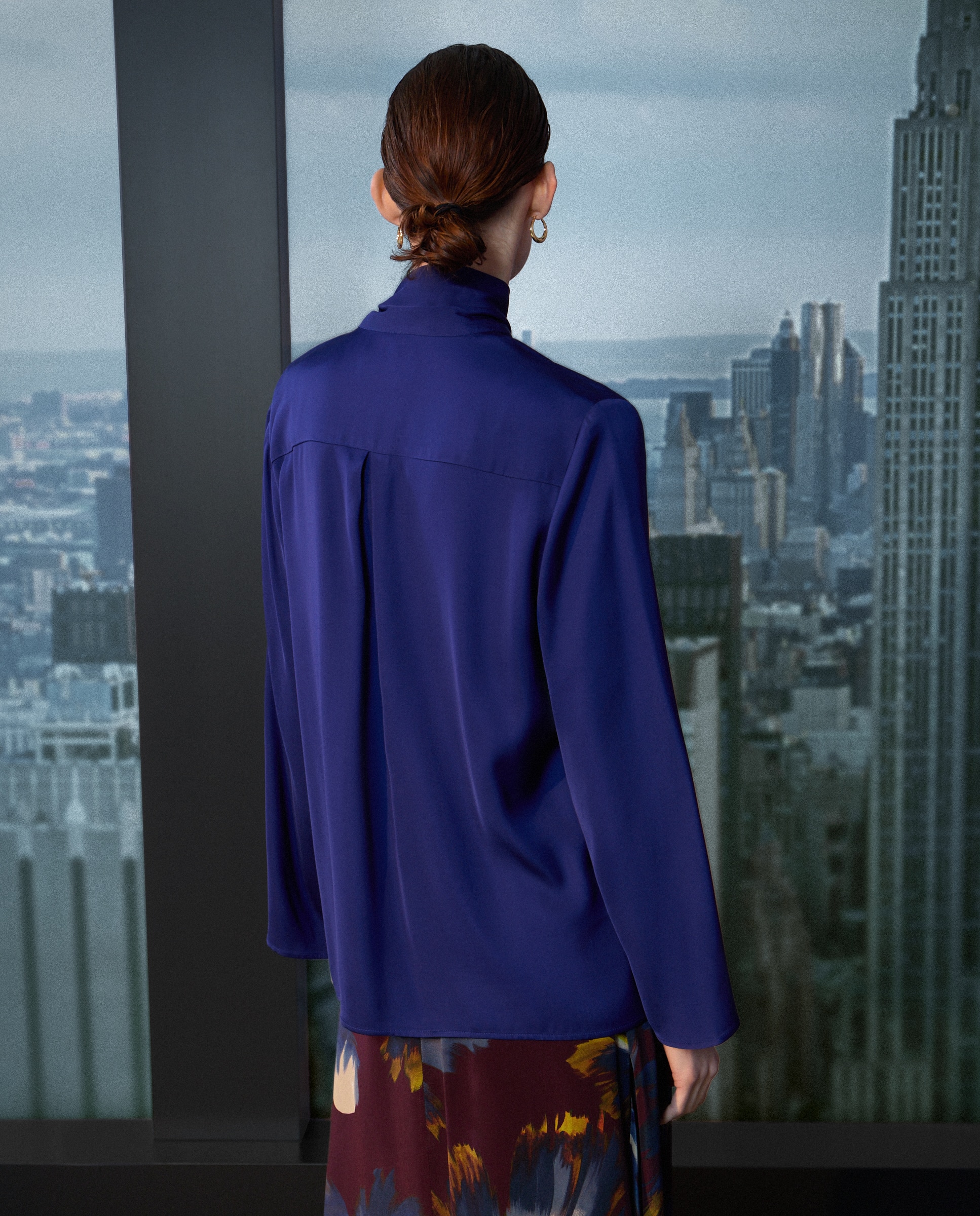 Blusa de Gola com Laço 440 Azulão-3