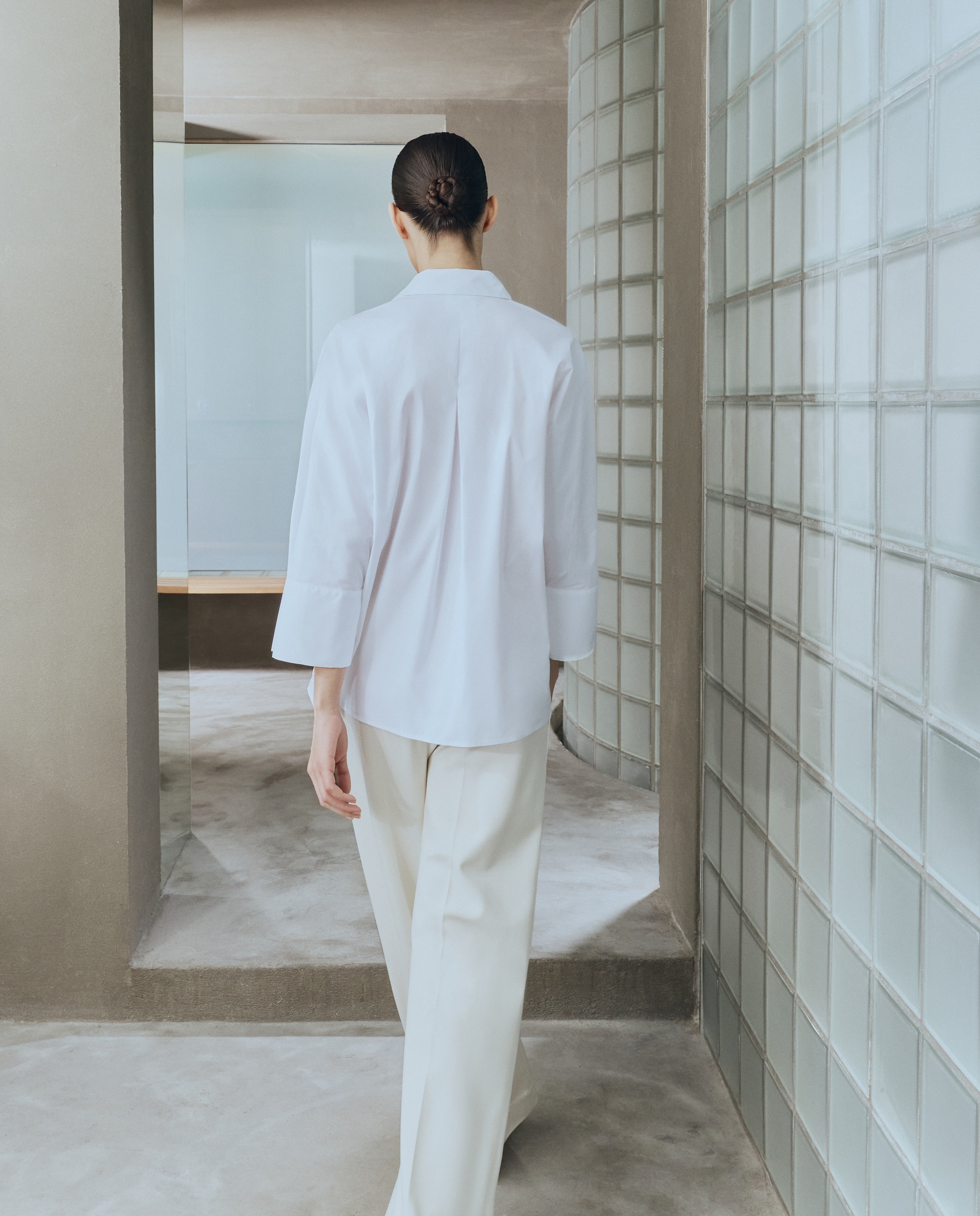 Camisa de Popelina com Colarinho de Camisa Branco-3