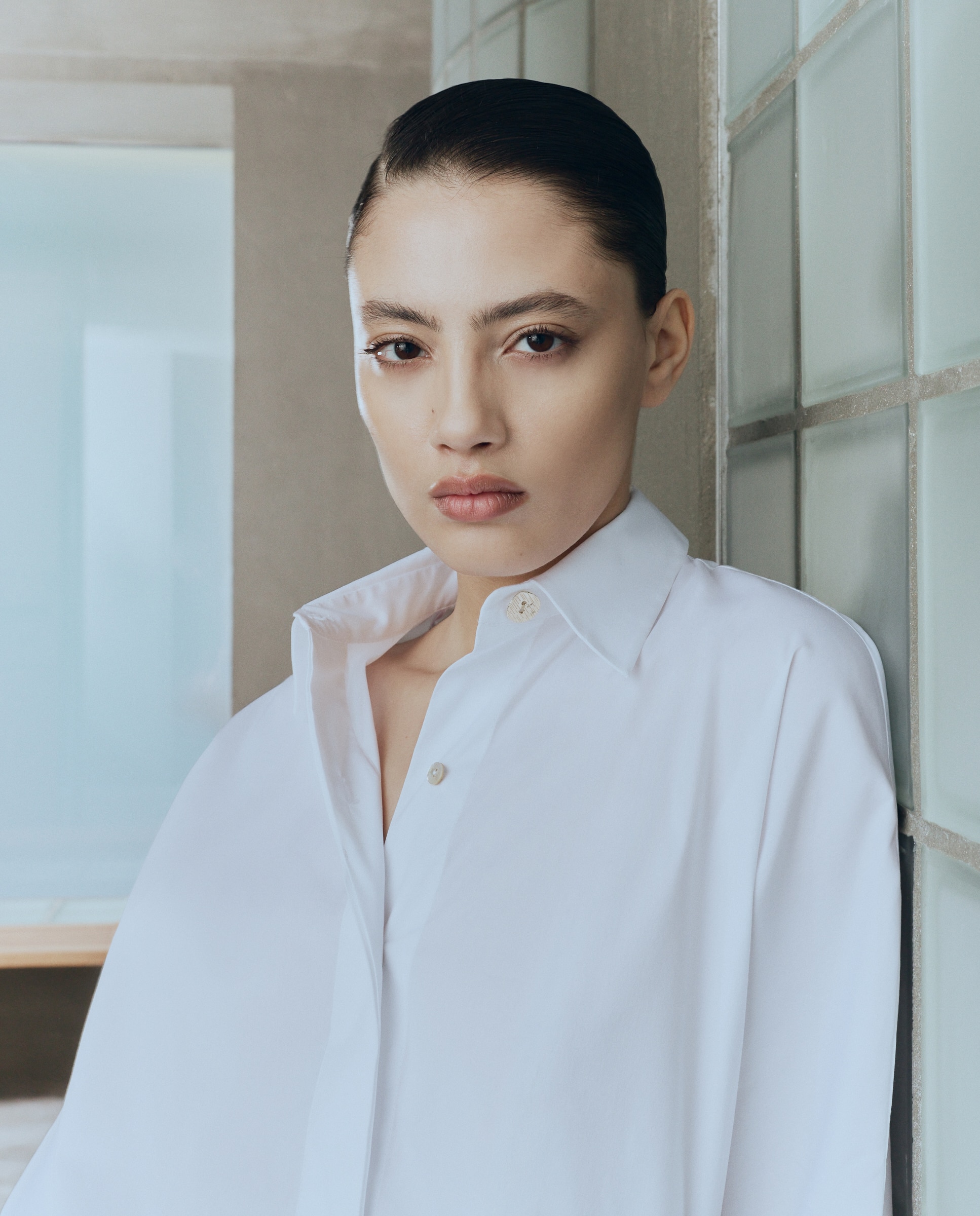 Camisa de Popelina com Colarinho de Camisa Branco-4