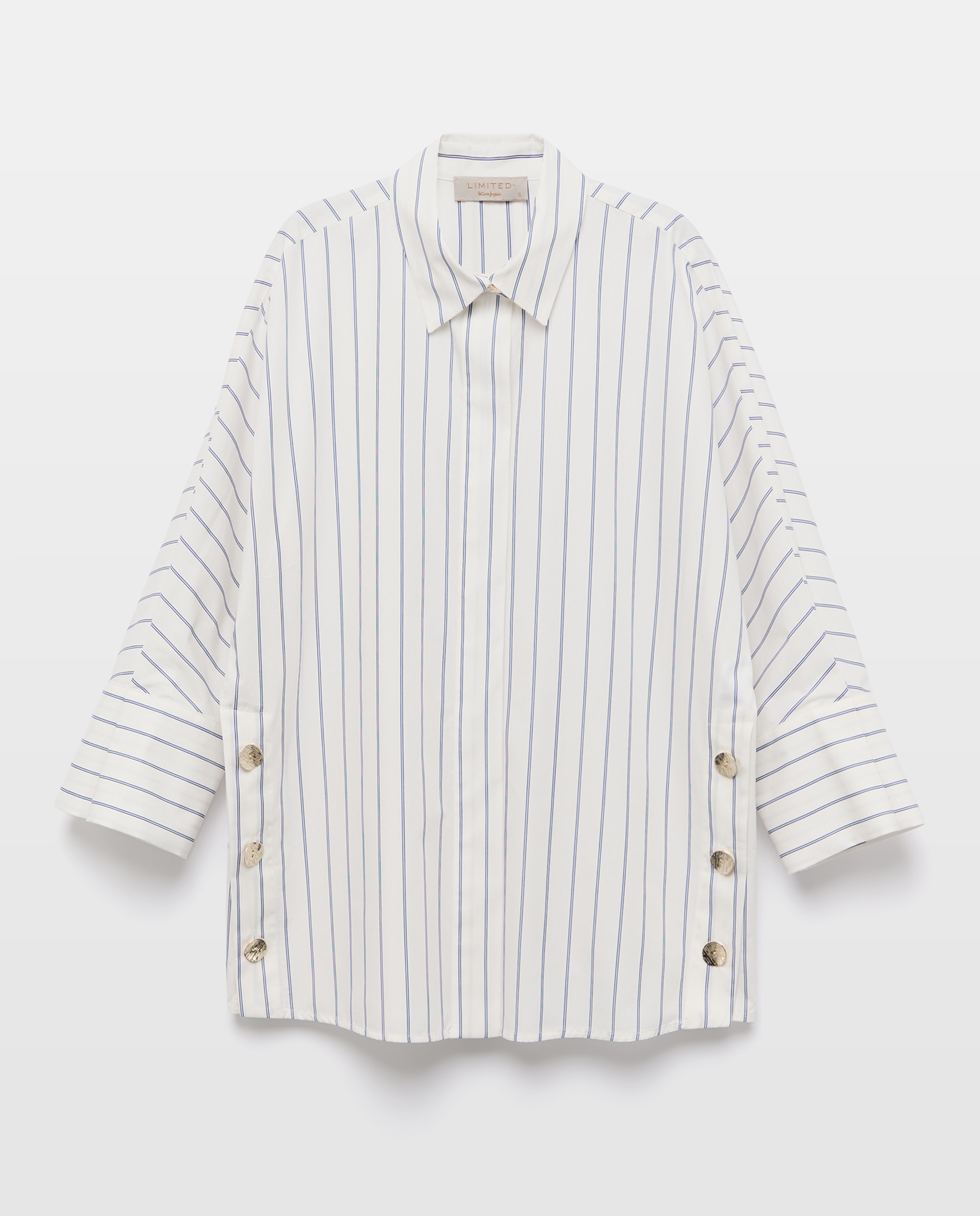 Camisa de Popelina com Botão Dourado Azul-6