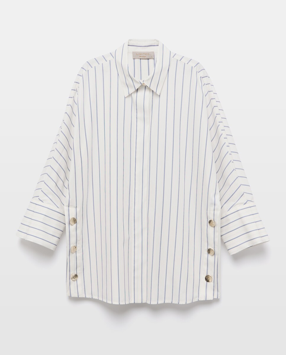 Camisa de Popelina com Botão Dourado Azul-6