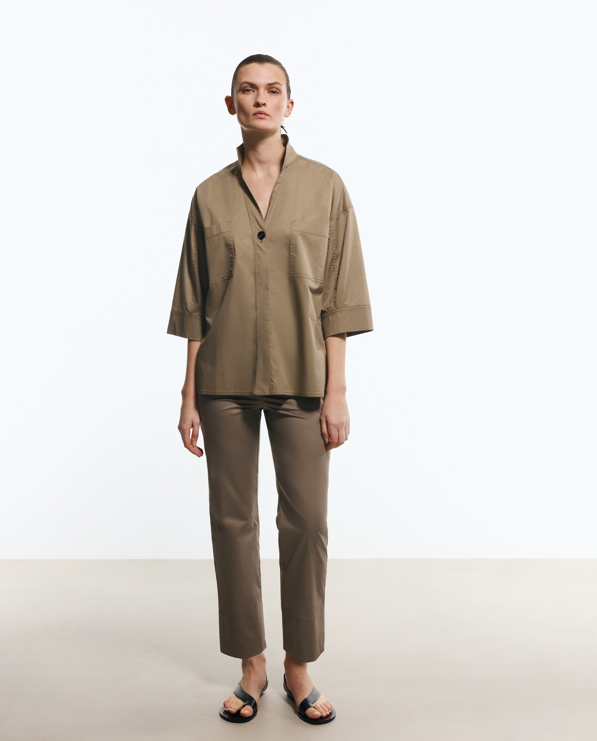 Blusa com Cinto Caqui-3