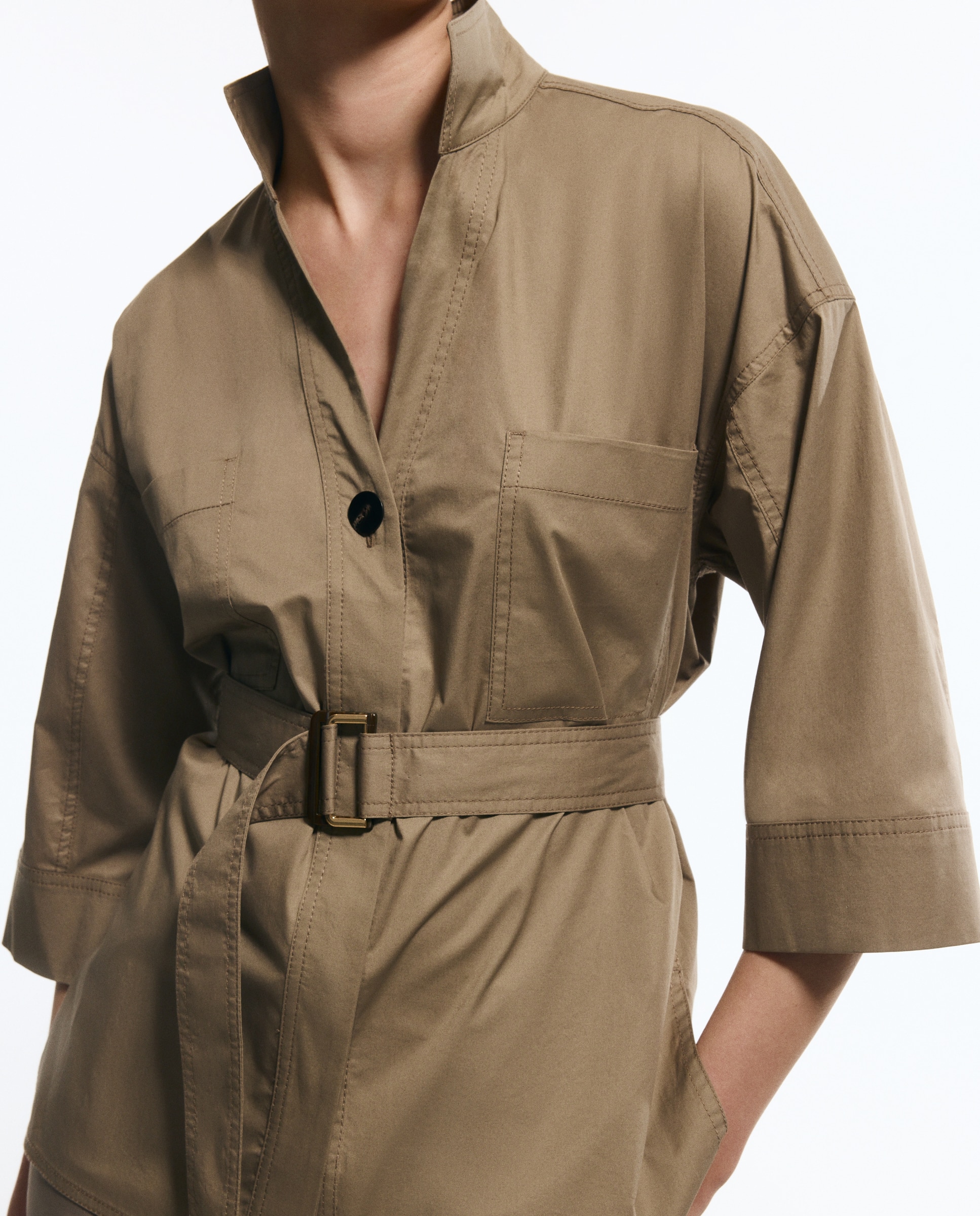 Blusa com Cinto Caqui-4