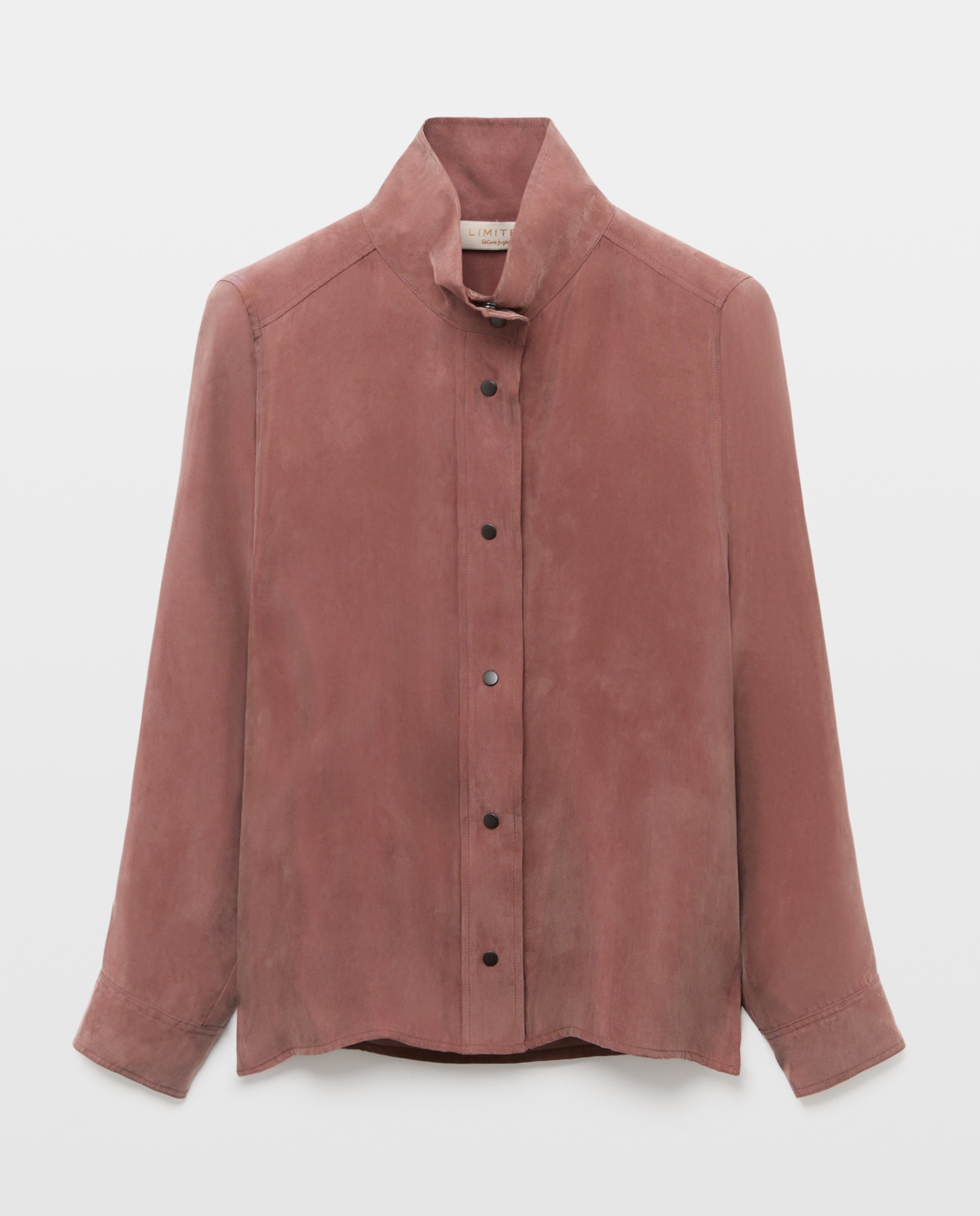 Blusa de Gola Alta Confecionada em Cupro Castanho-5