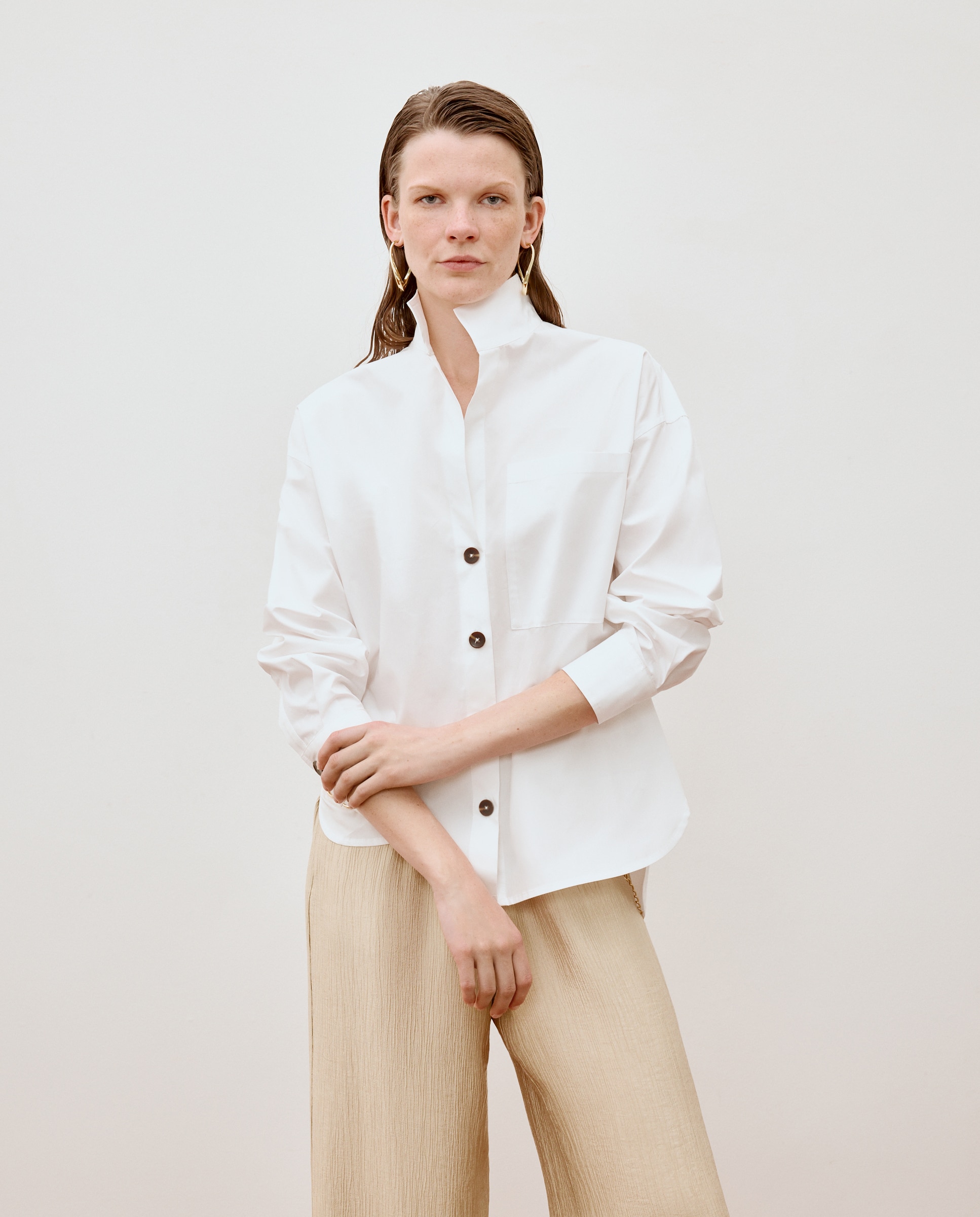 Camisa manga larga cuello camisero popelín con bolsillo de mujer - Woman Limited El Corte Inglés - Blanco Blanco-2