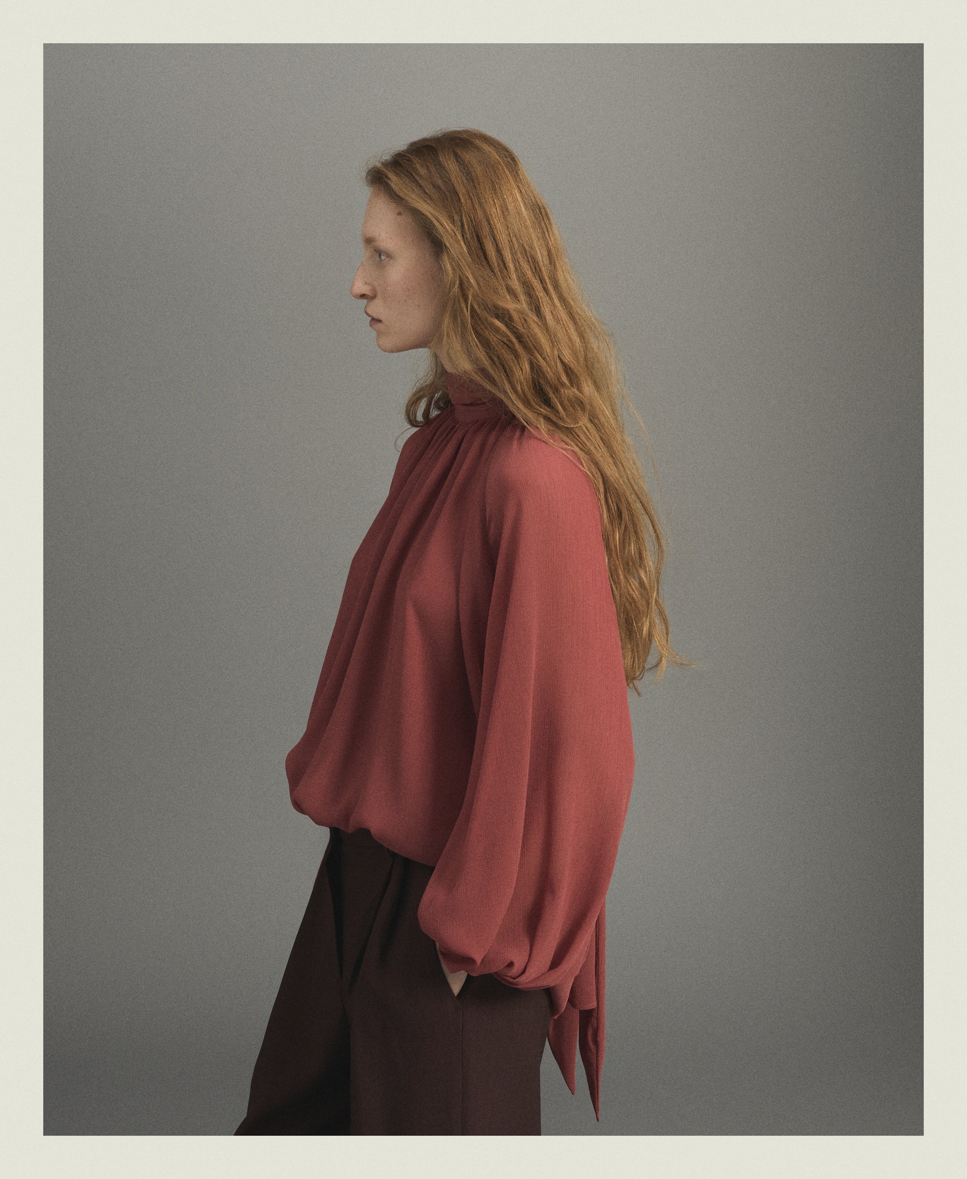 Blusa de mujer con cuello mao y manga con volumen - Woman Limited El Corte Inglés - 600 Rojo 600 Rojo-4
