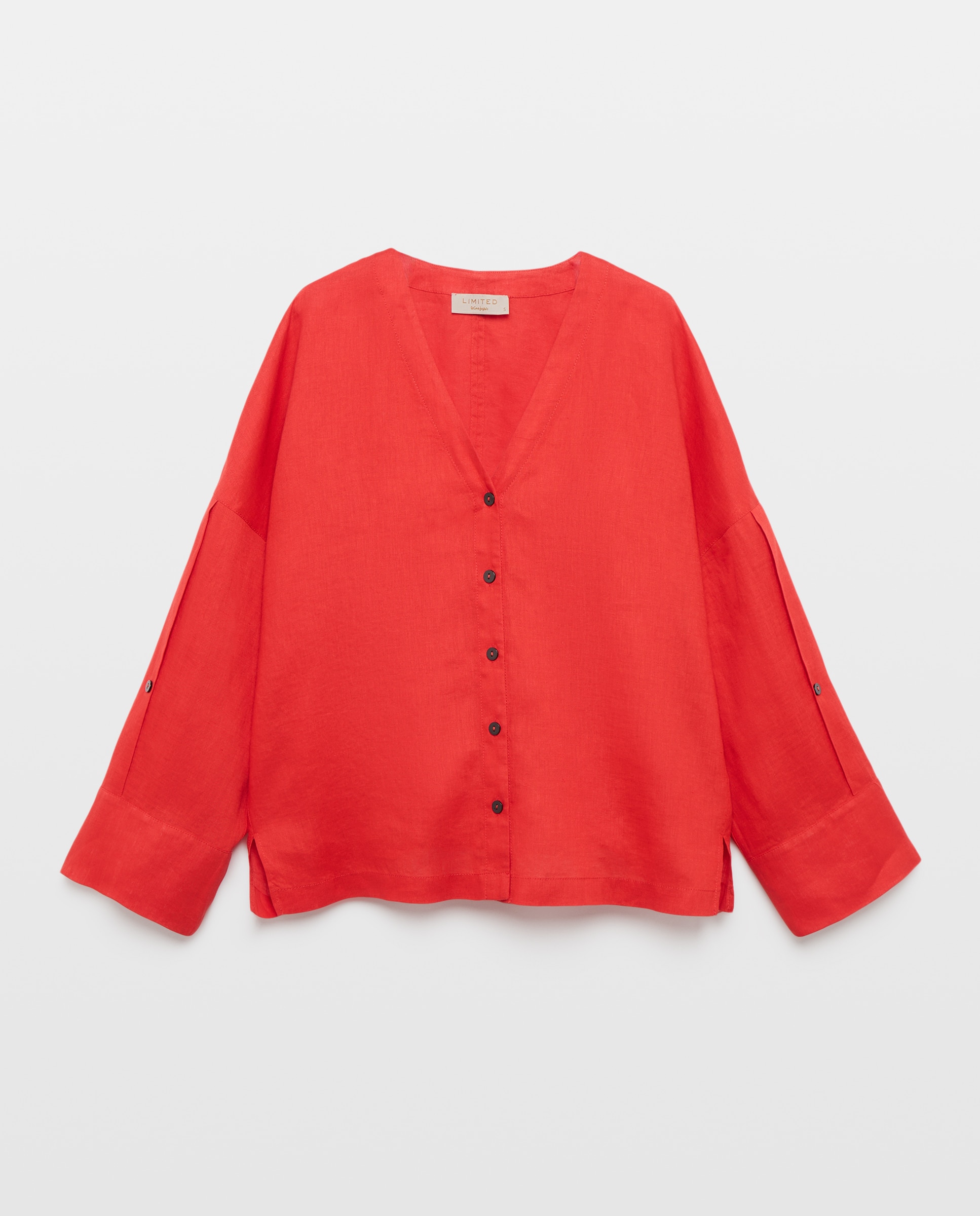 Blusa de Manga 3/4 e Decote em Bico 600 Vermelho-4
