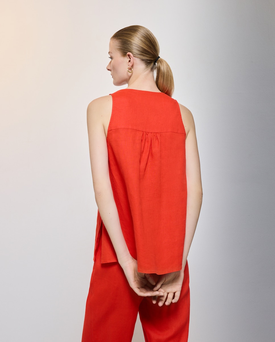 Top de Linho sem Mangas 600 Vermelho-2