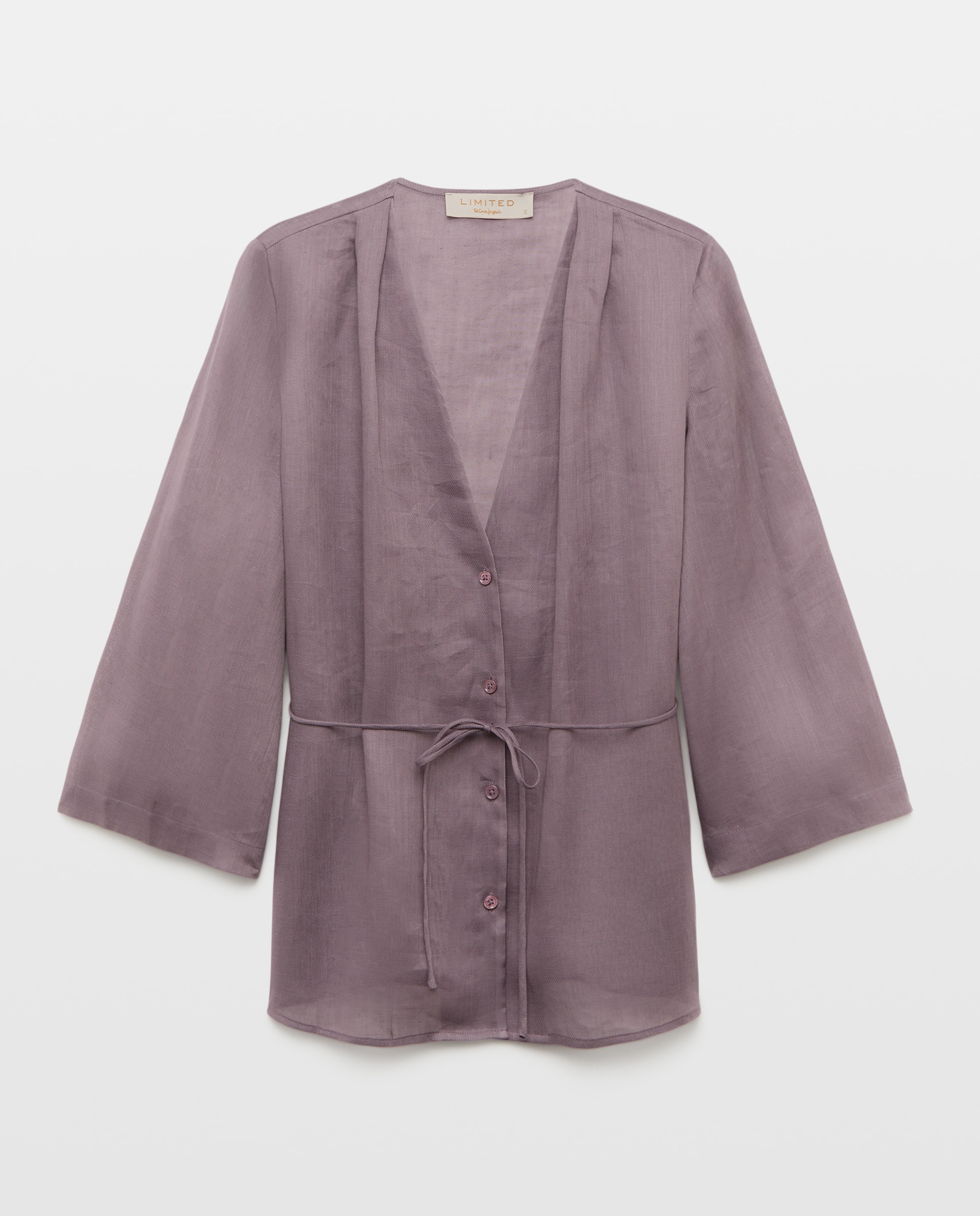 Blusa com manga 3/4 e decote em bico Roxo-5