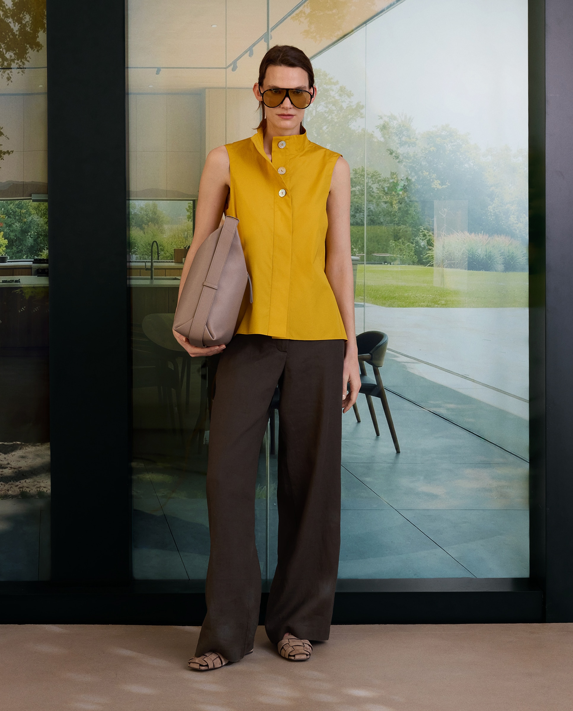 Camisa de mujer sin mangas con cuello camisero popelín - Woman Limited El Corte Inglés - 300 Amarillo 300 Amarillo-2