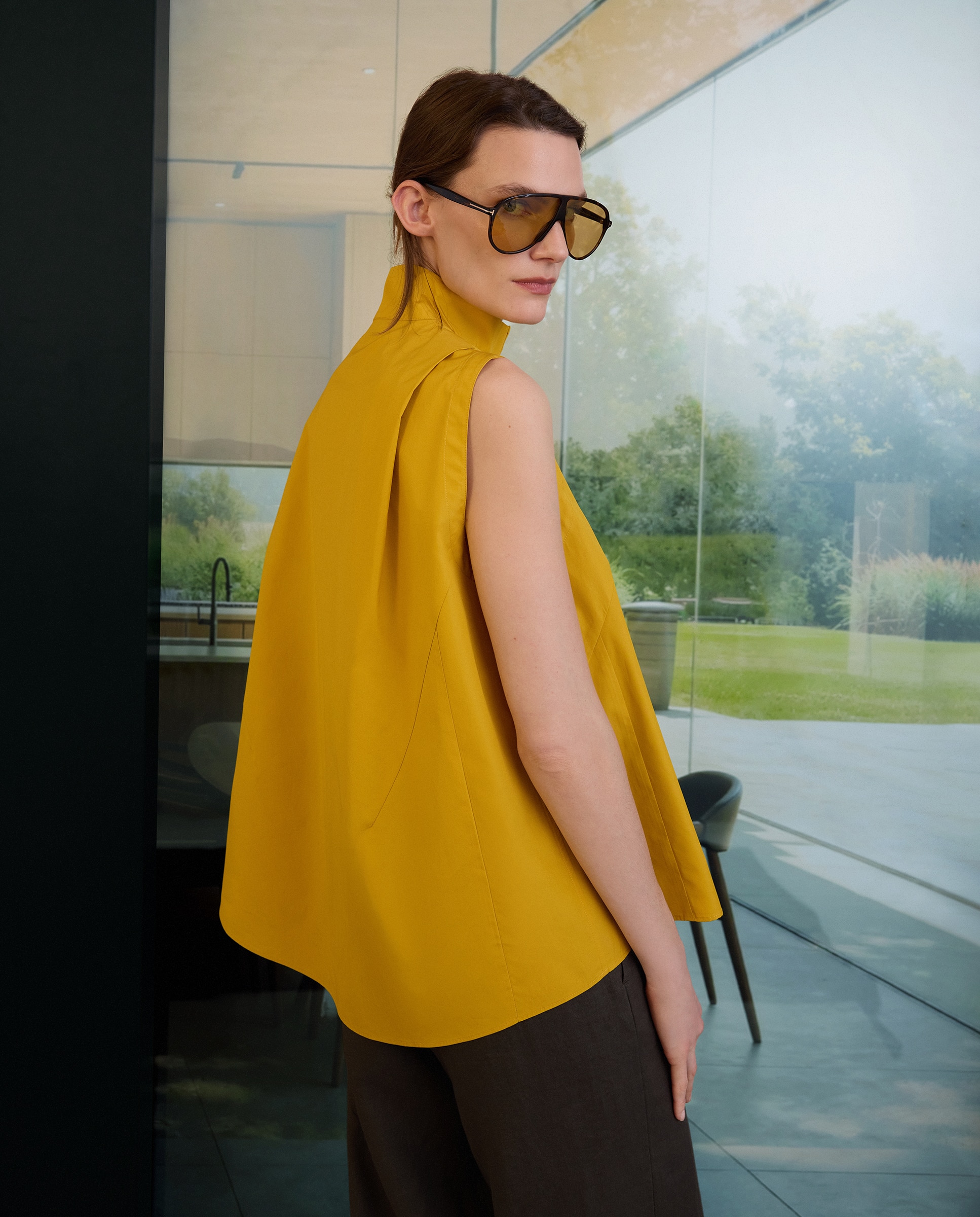 Camisa de mujer sin mangas con cuello camisero popelín - Woman Limited El Corte Inglés - 300 Amarillo 300 Amarillo-3