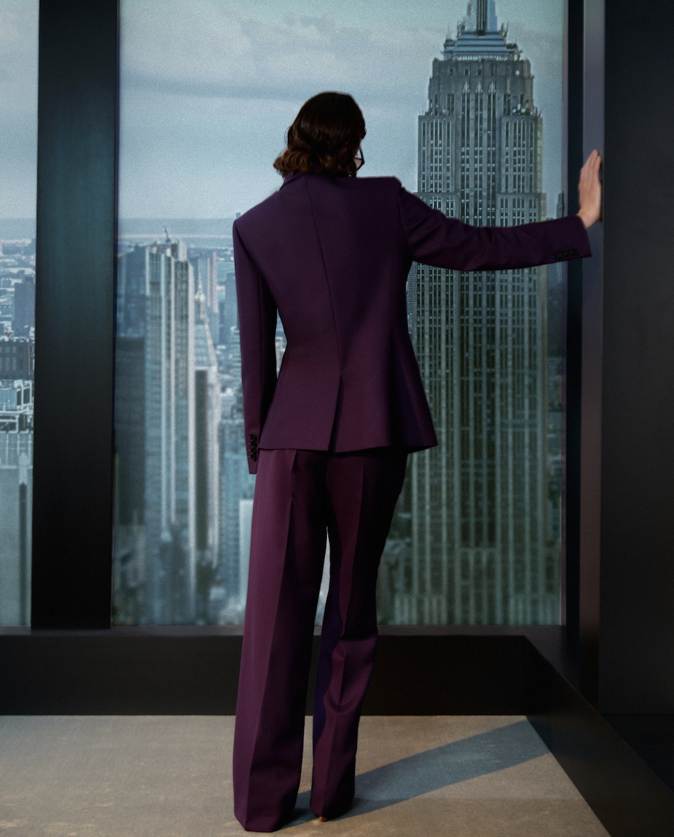 Blazer de abotoadura dupla Roxo-3