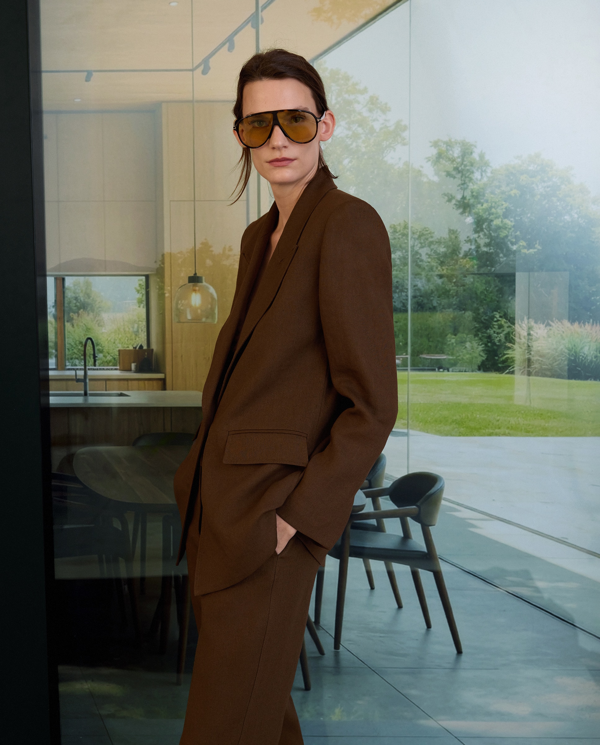 Blazer de Linho com Aba Castanho-2