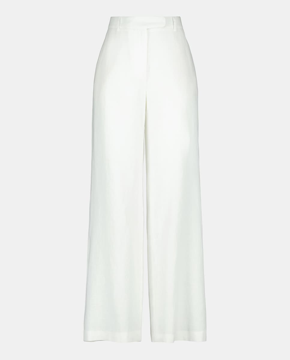 Calças Largas Fluidas de Linho 120 Cru-4