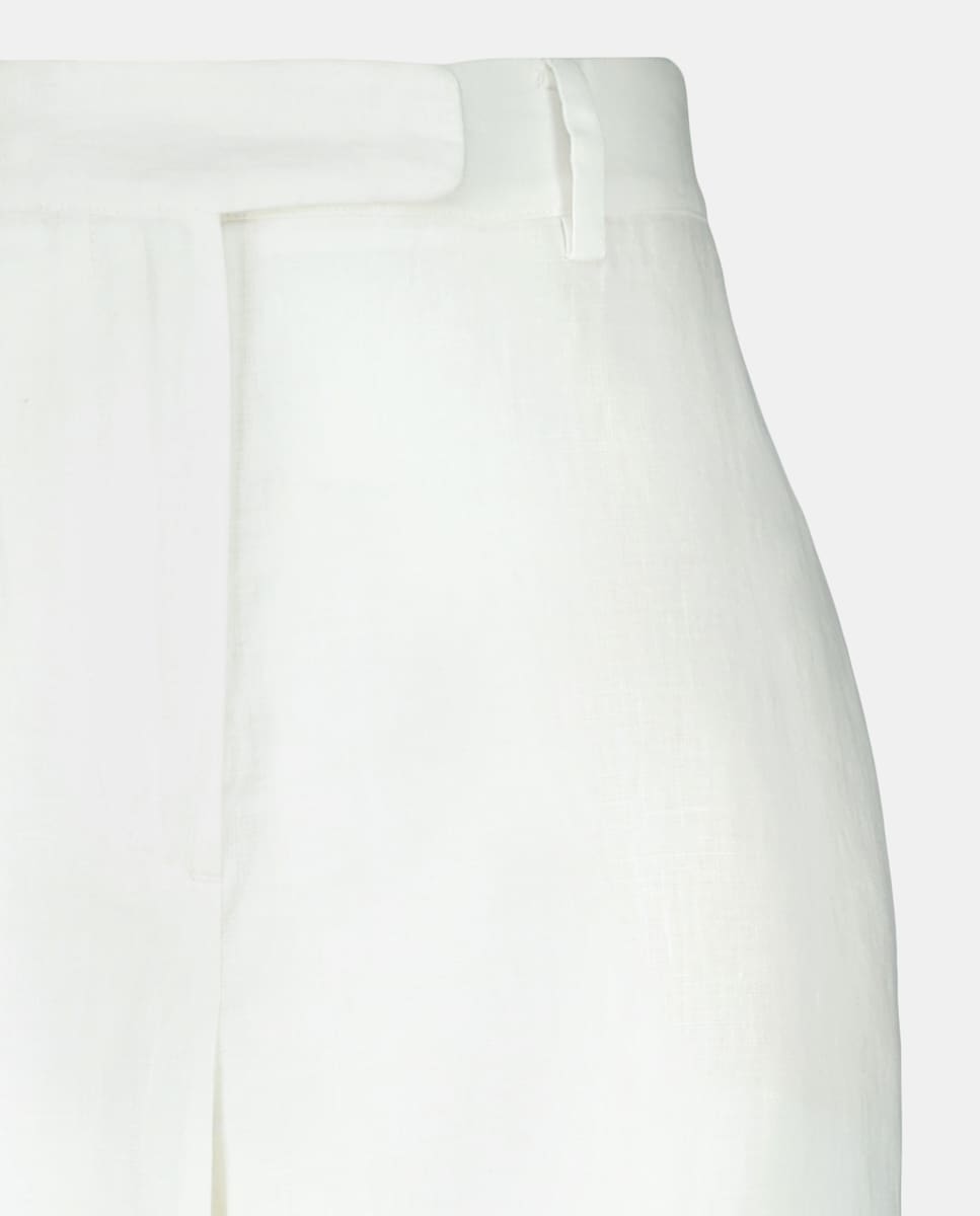 Calças Largas Fluidas de Linho 120 Cru-5