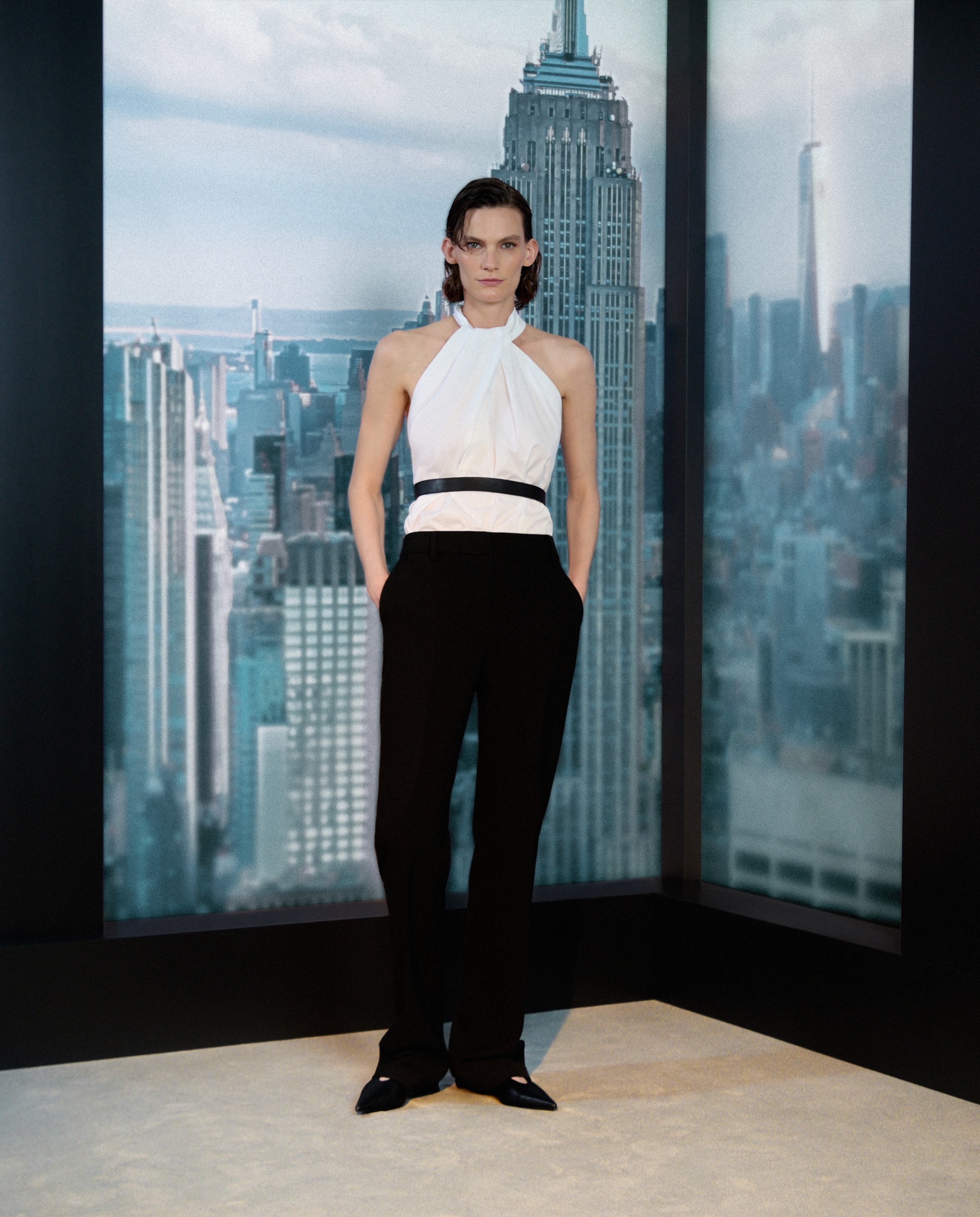 Calças Flare com Nervo Preto-1