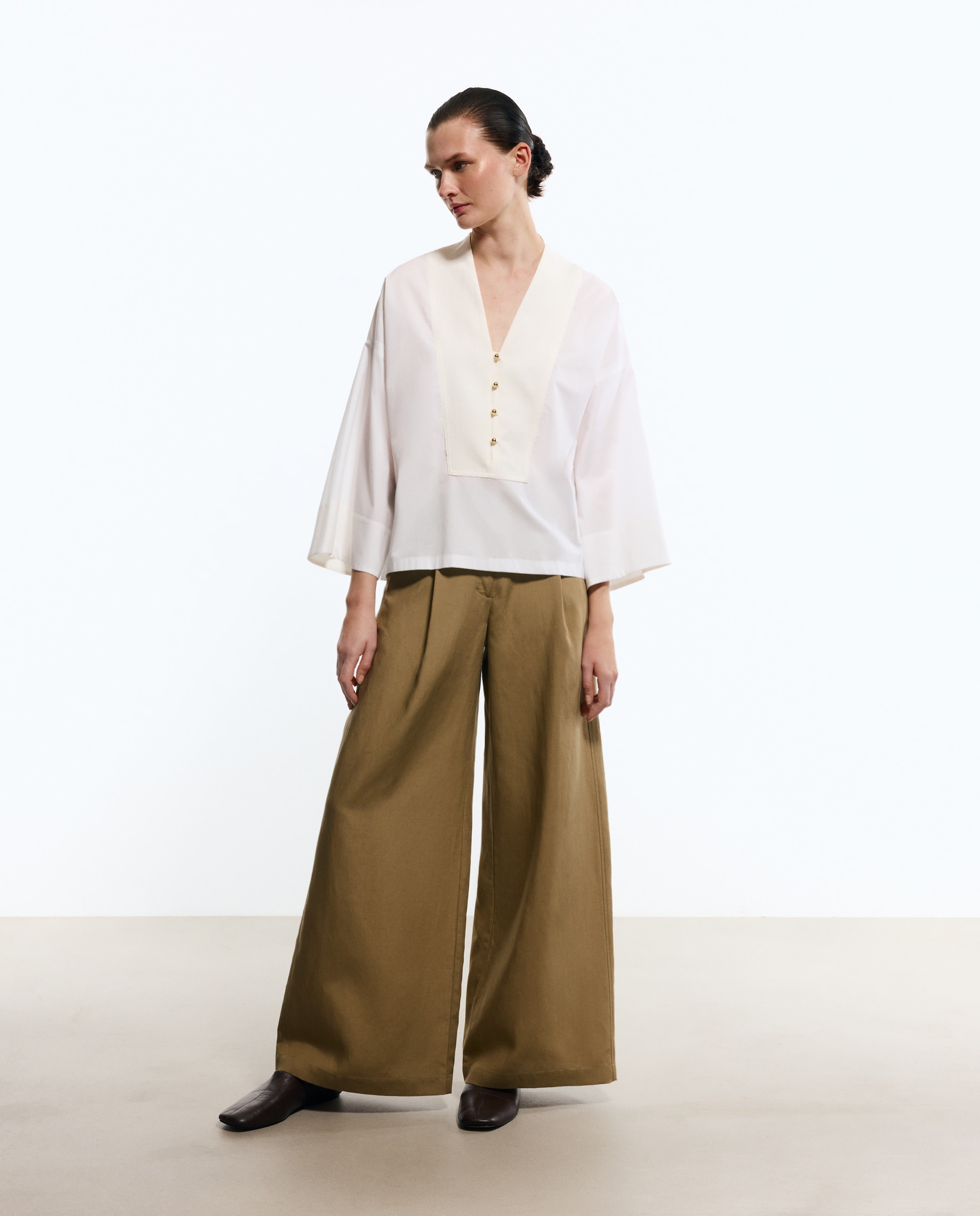 Woman Limited El Corte Inglés - Pantalón de lino de mujer tipo palazzo.