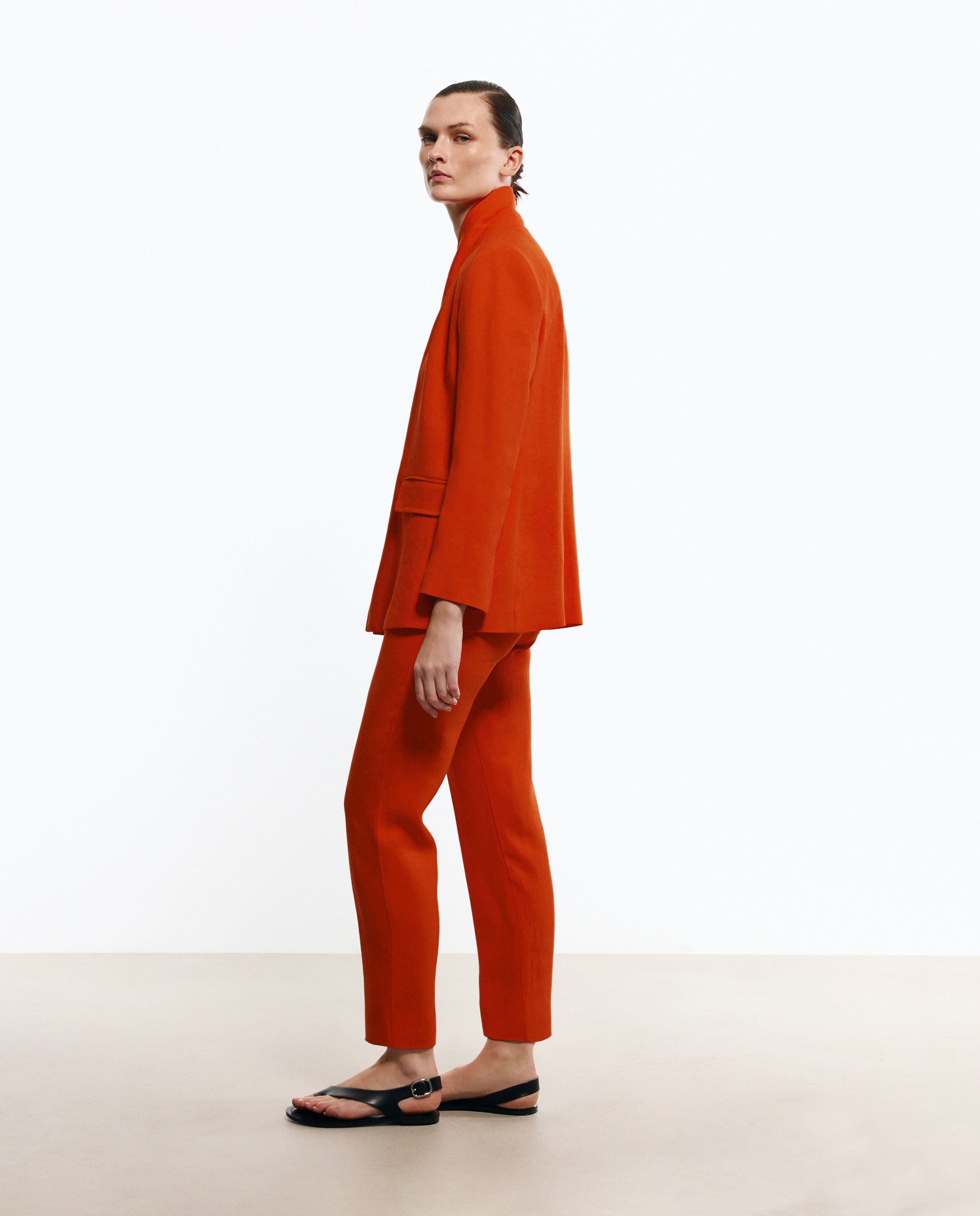 Imagen 0 de Pantalón de mujer semipitillo lino Naranja