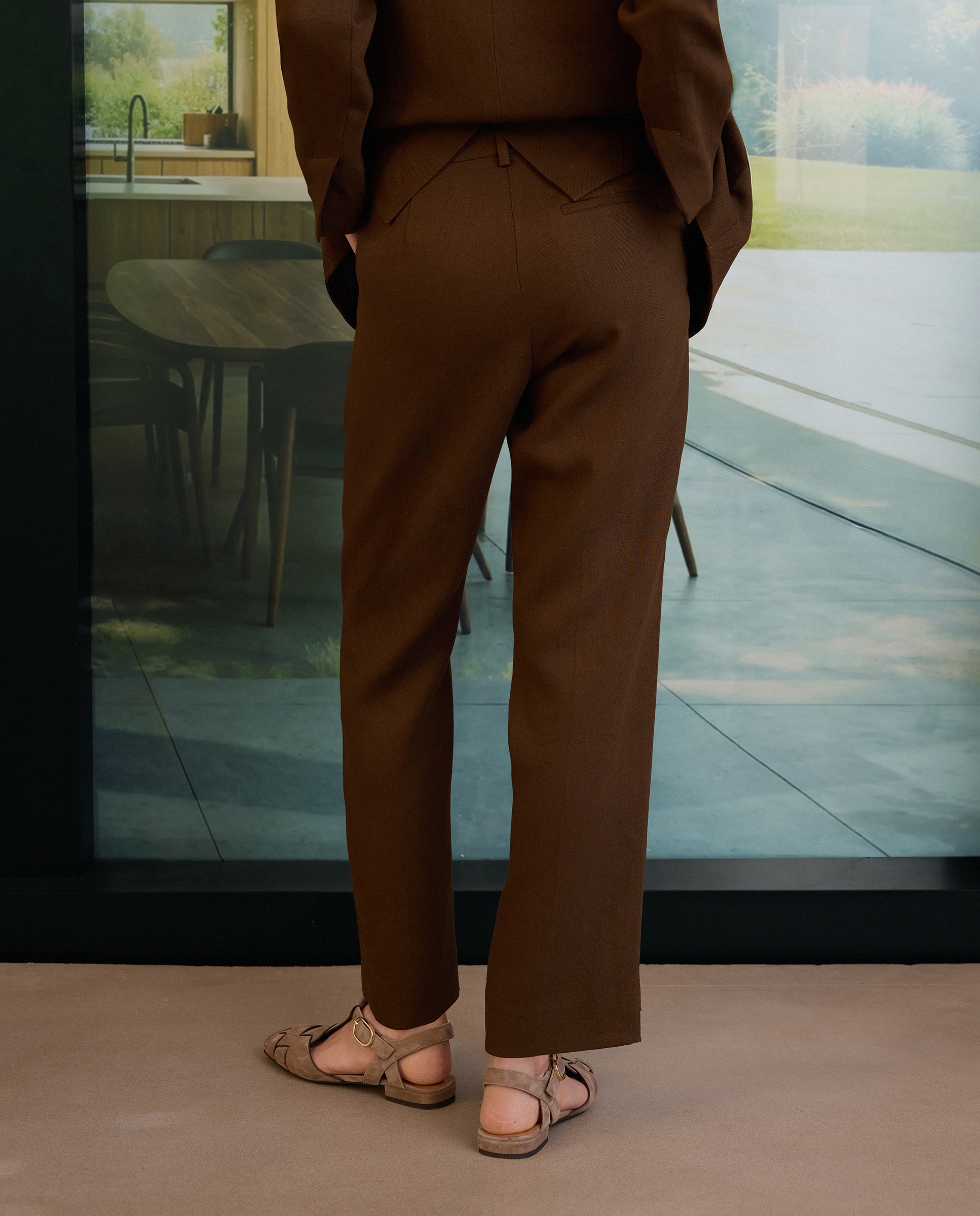 Pantalón de mujer semipitillo lino - Woman Limited El Corte Inglés - Marrón Marrón-3