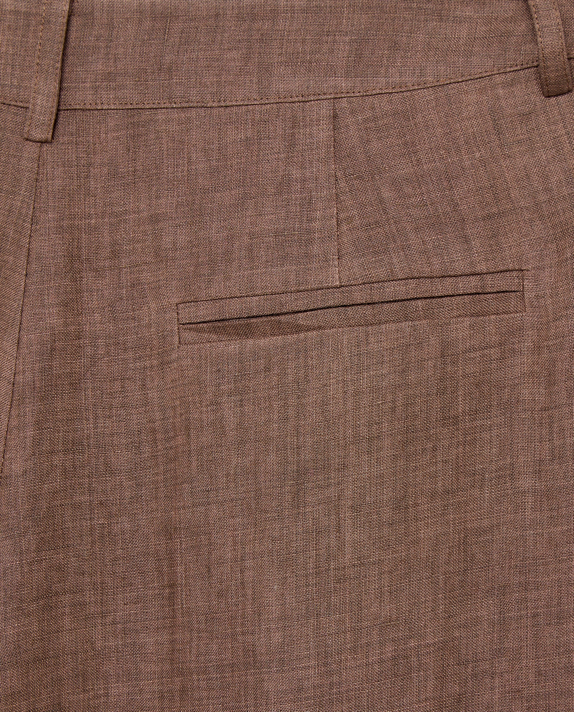 Pantalón de mujer ancho de lino con pliegues - Woman Limited El Corte Inglés - Marrón Marrón-5