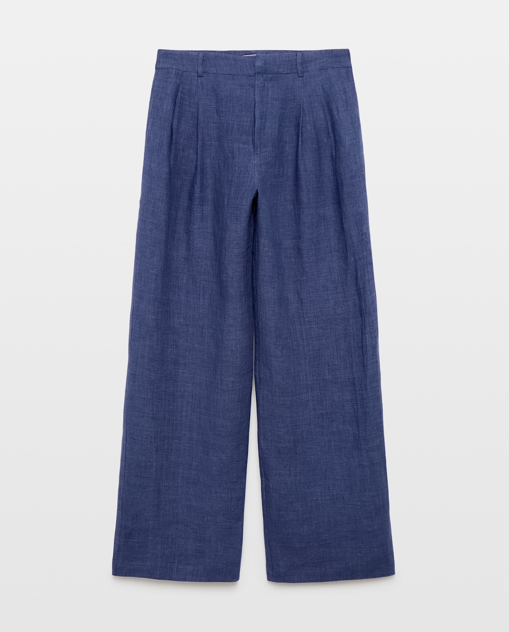 Pantalón de mujer ancho de lino con pliegues - Woman Limited El Corte Inglés - 400 Azul 400 Azul-4