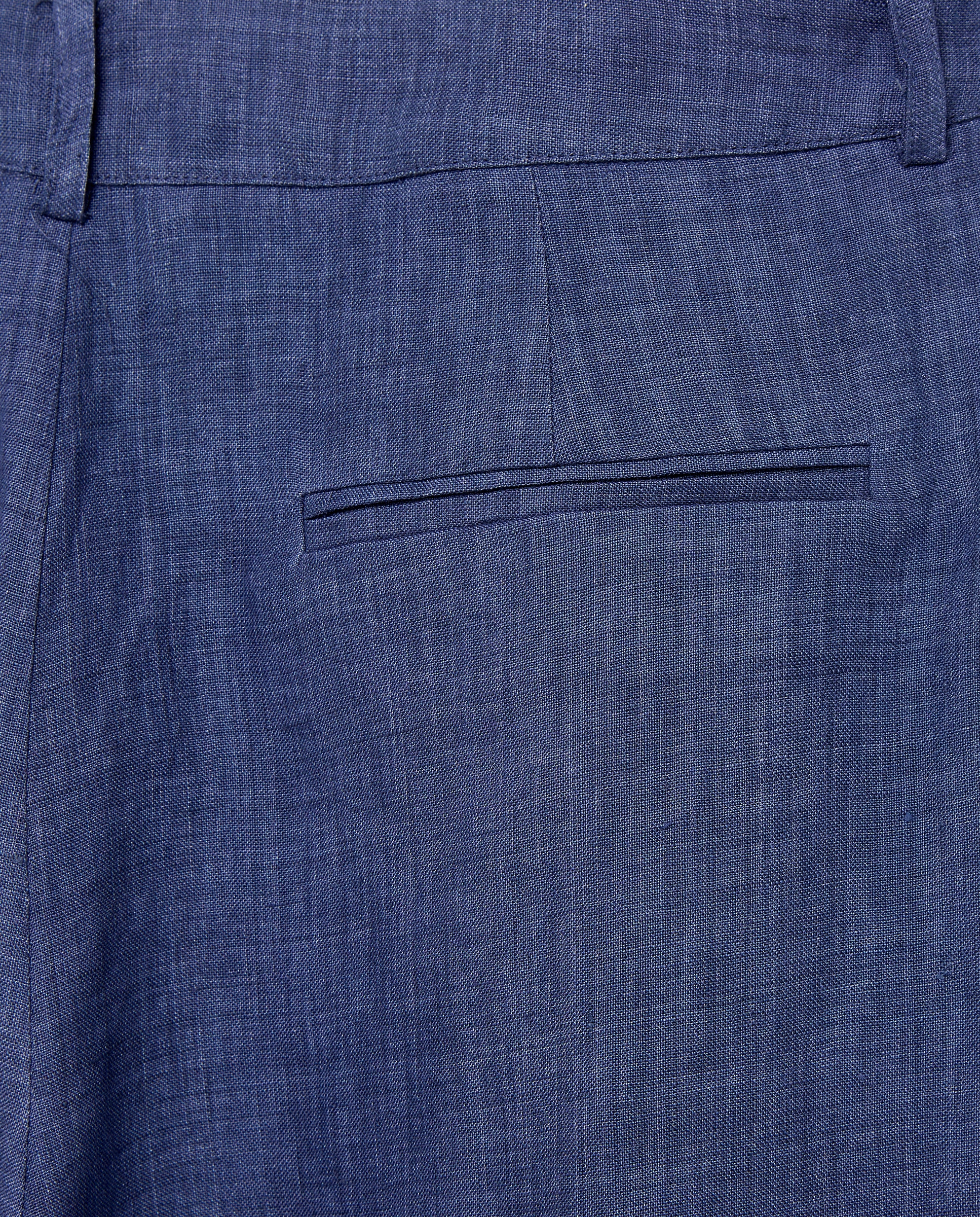 Pantalón de mujer ancho de lino con pliegues - Woman Limited El Corte Inglés - 400 Azul 400 Azul-5