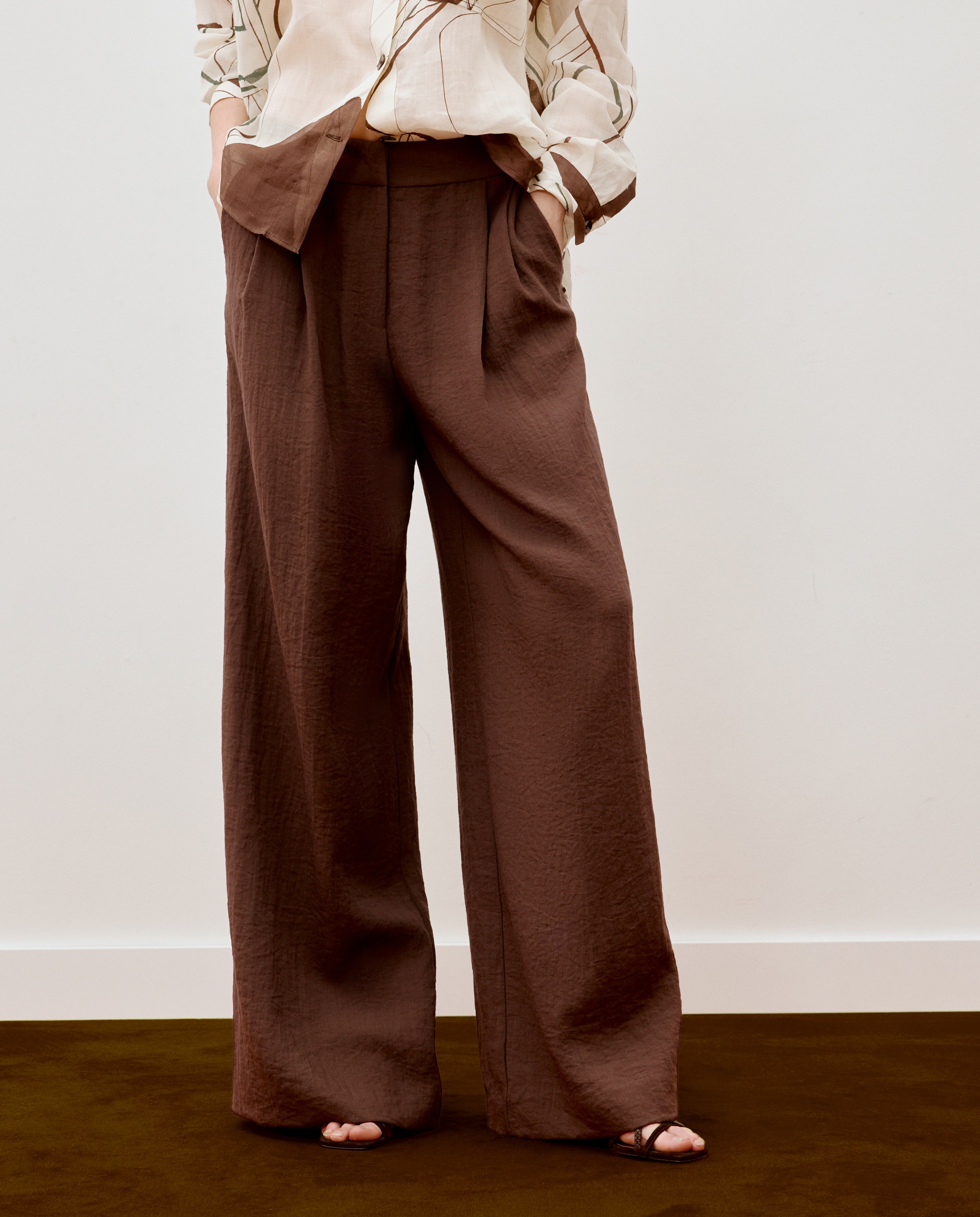 Pantalón ancho de mujer - Woman Limited El Corte Inglés - Visón oscuro Visón oscuro-2
