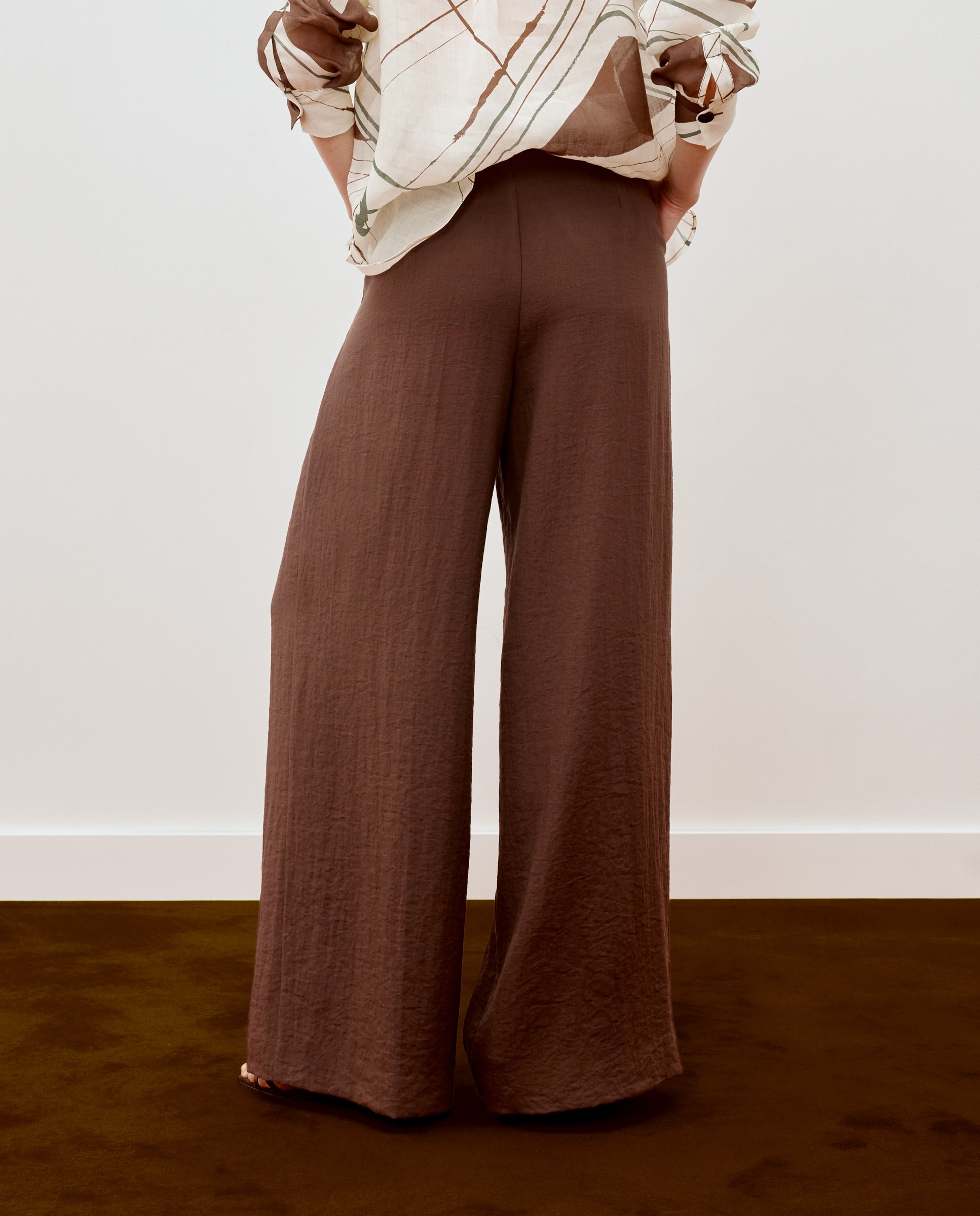 Pantalón ancho de mujer - Woman Limited El Corte Inglés - Visón oscuro Visón oscuro-3