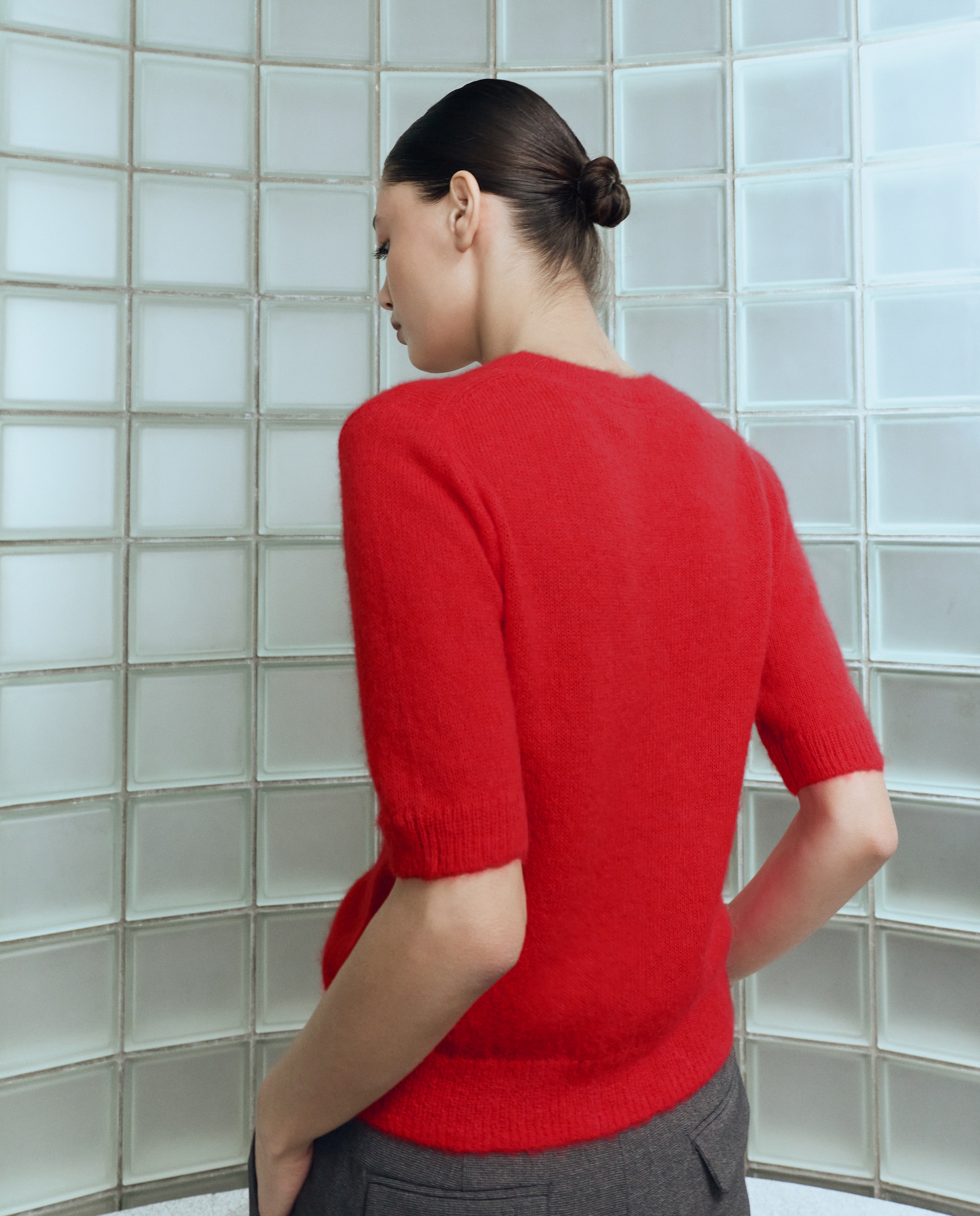 Camisola de Malha Tipo Top com Decote Redondo 600 Vermelho-4