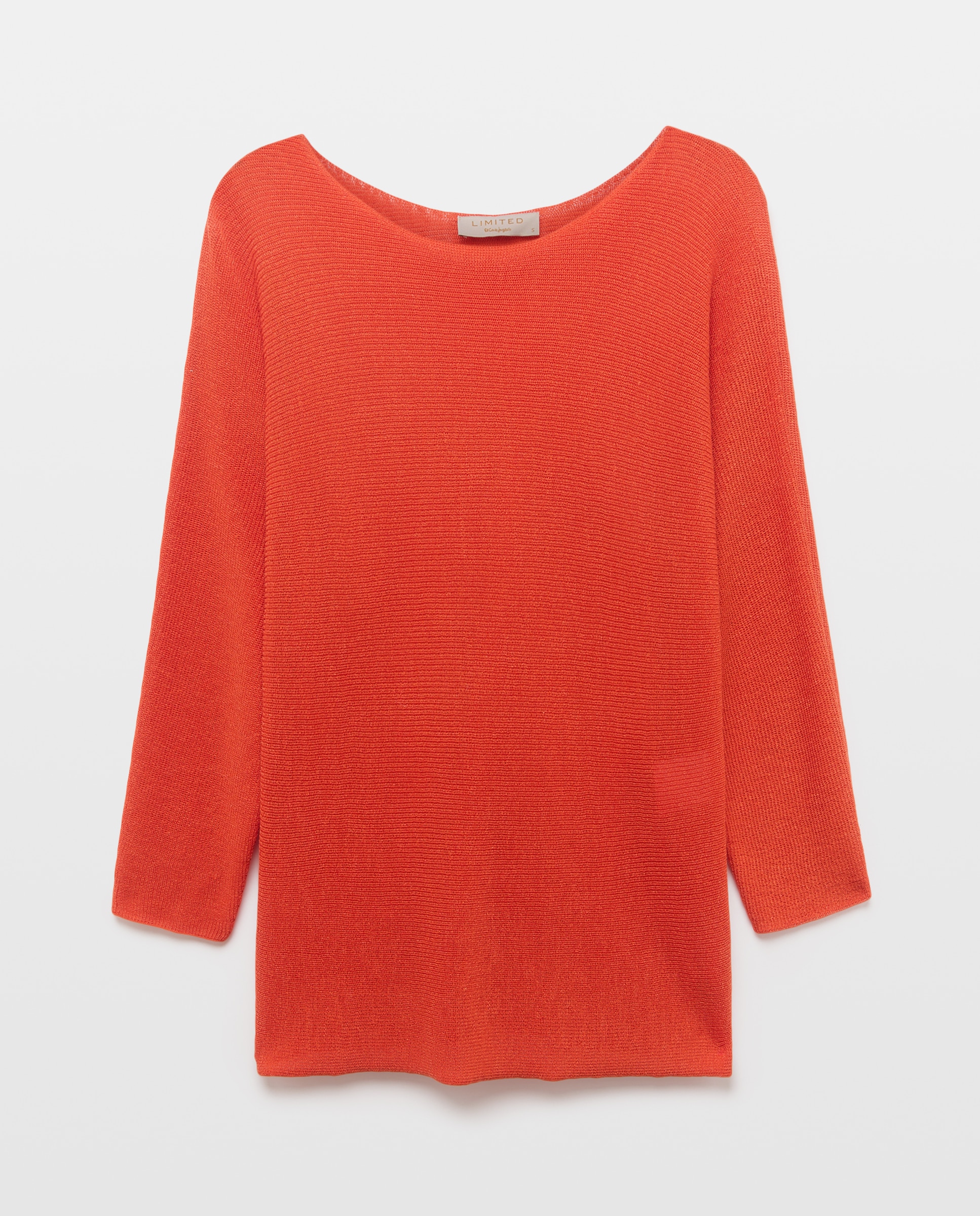 Camisola de Malha com Decote à Barco e Manga Japonesa 660 Laranja-5