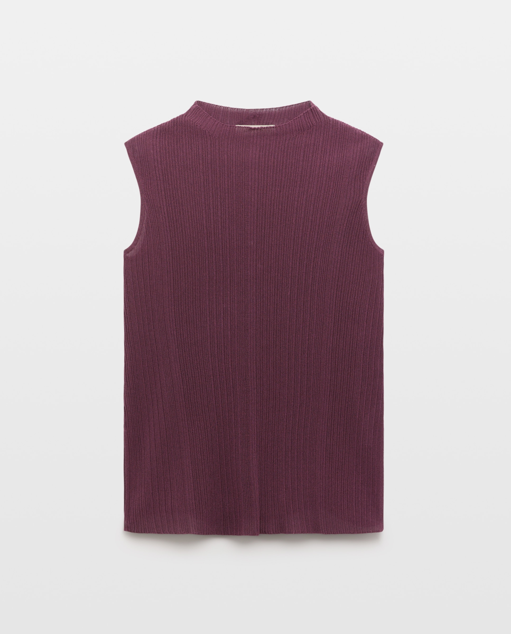 Top Twin Set com Textura e às Riscas Roxo-5