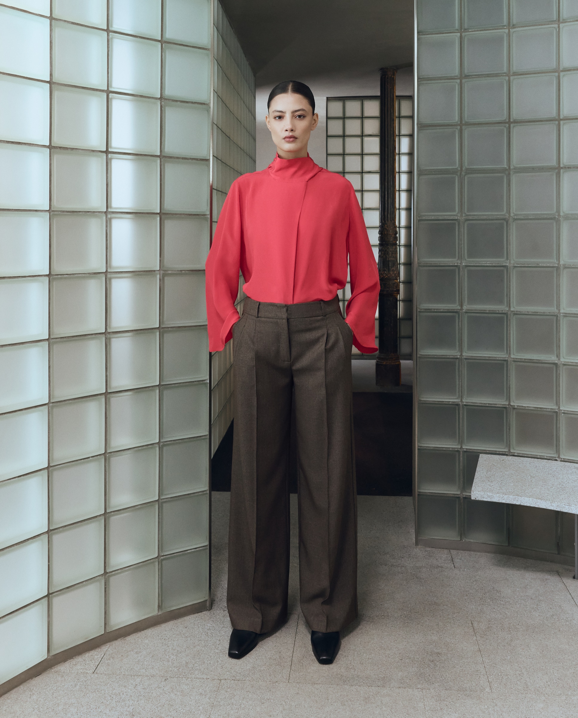 Blusa com Laço e Textura Vermelho-1