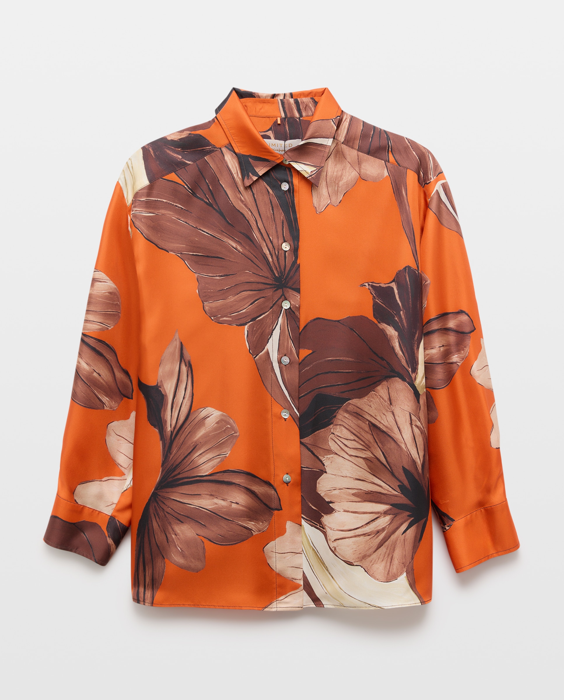 Camisa de Seda Estampada Amarelo-5