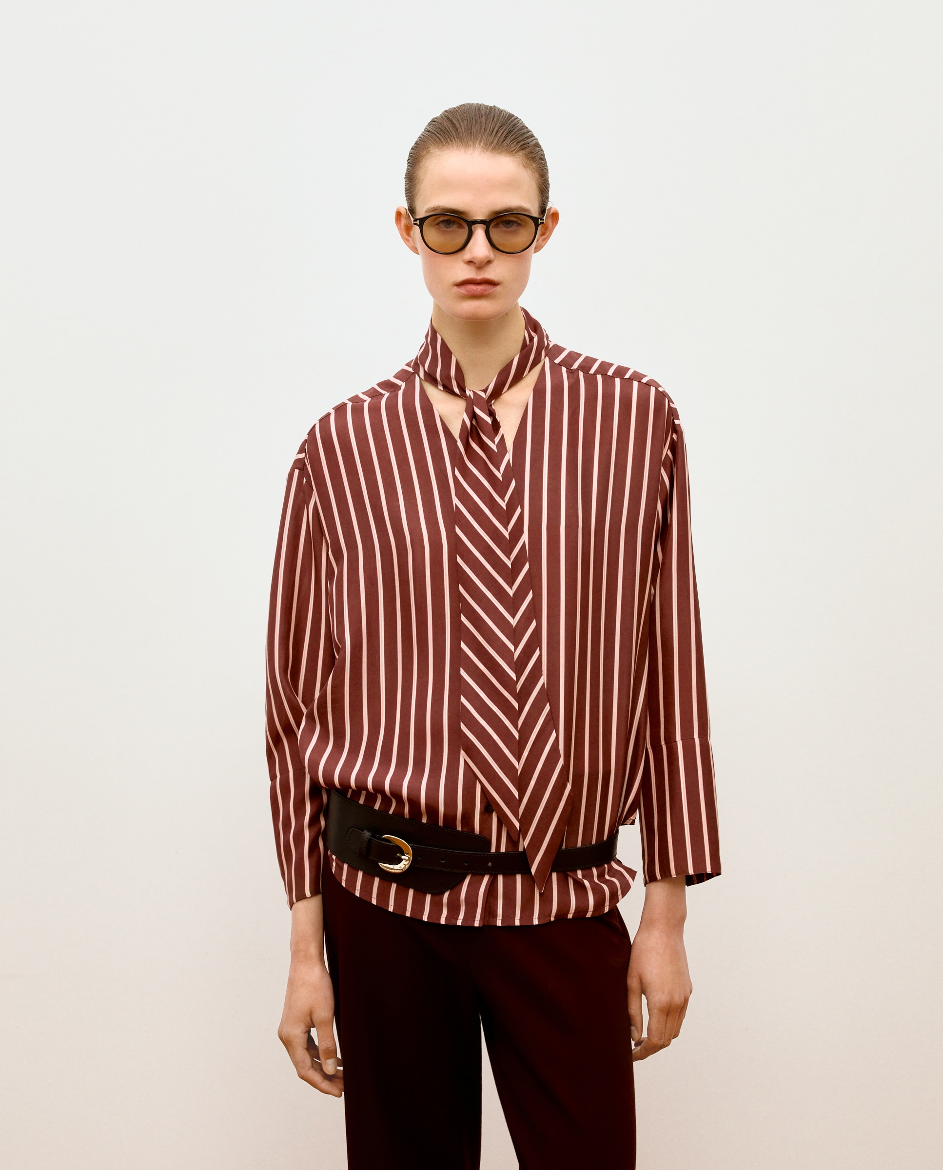 Blusón de mujer con manga larga y cuello con bufanda - Woman Limited El Corte Inglés - Rojo Rojo-2