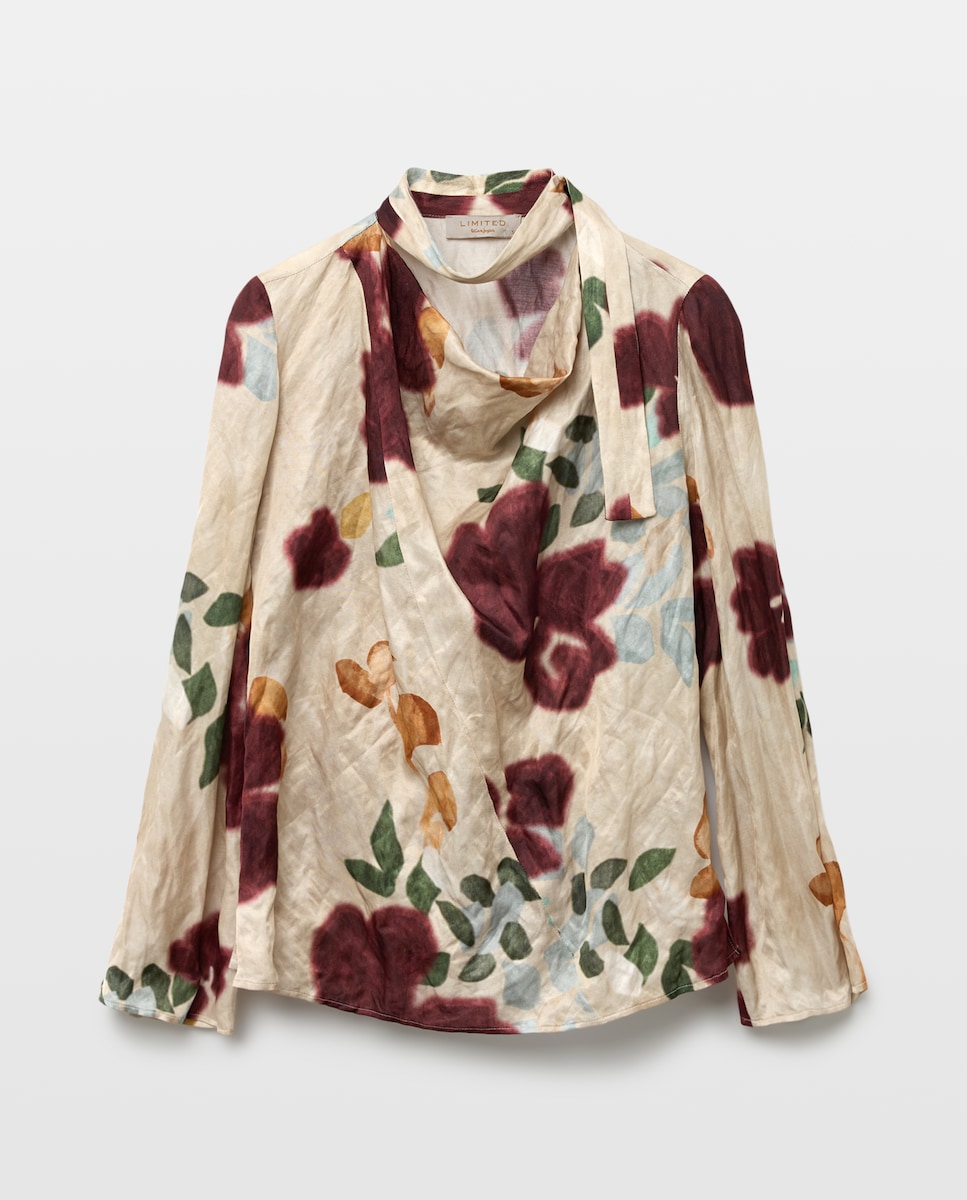 Imagen 0 de Blusa de mujer cuello tira con flores Blanco