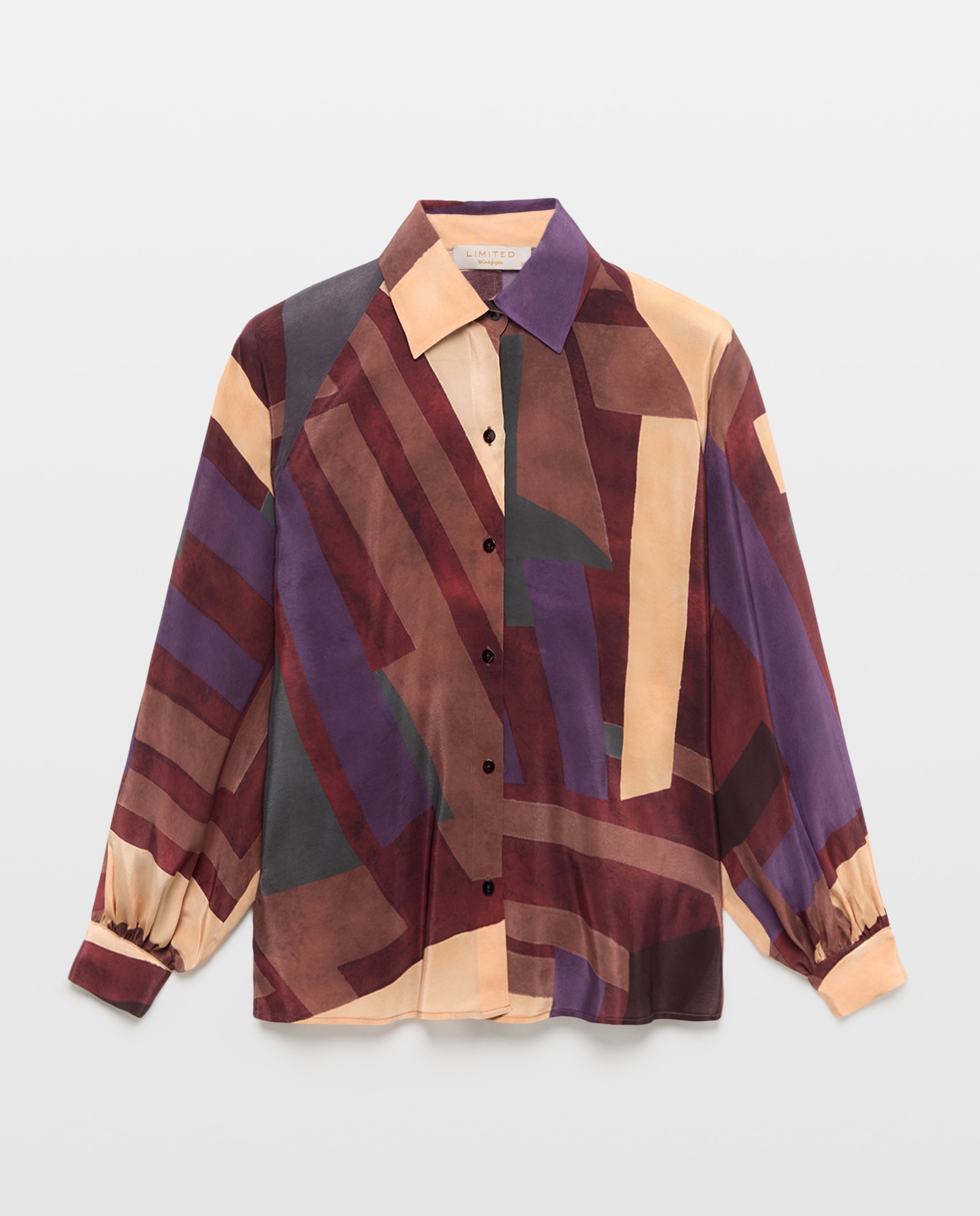 Camisa com estampado geométrico Castanho-5