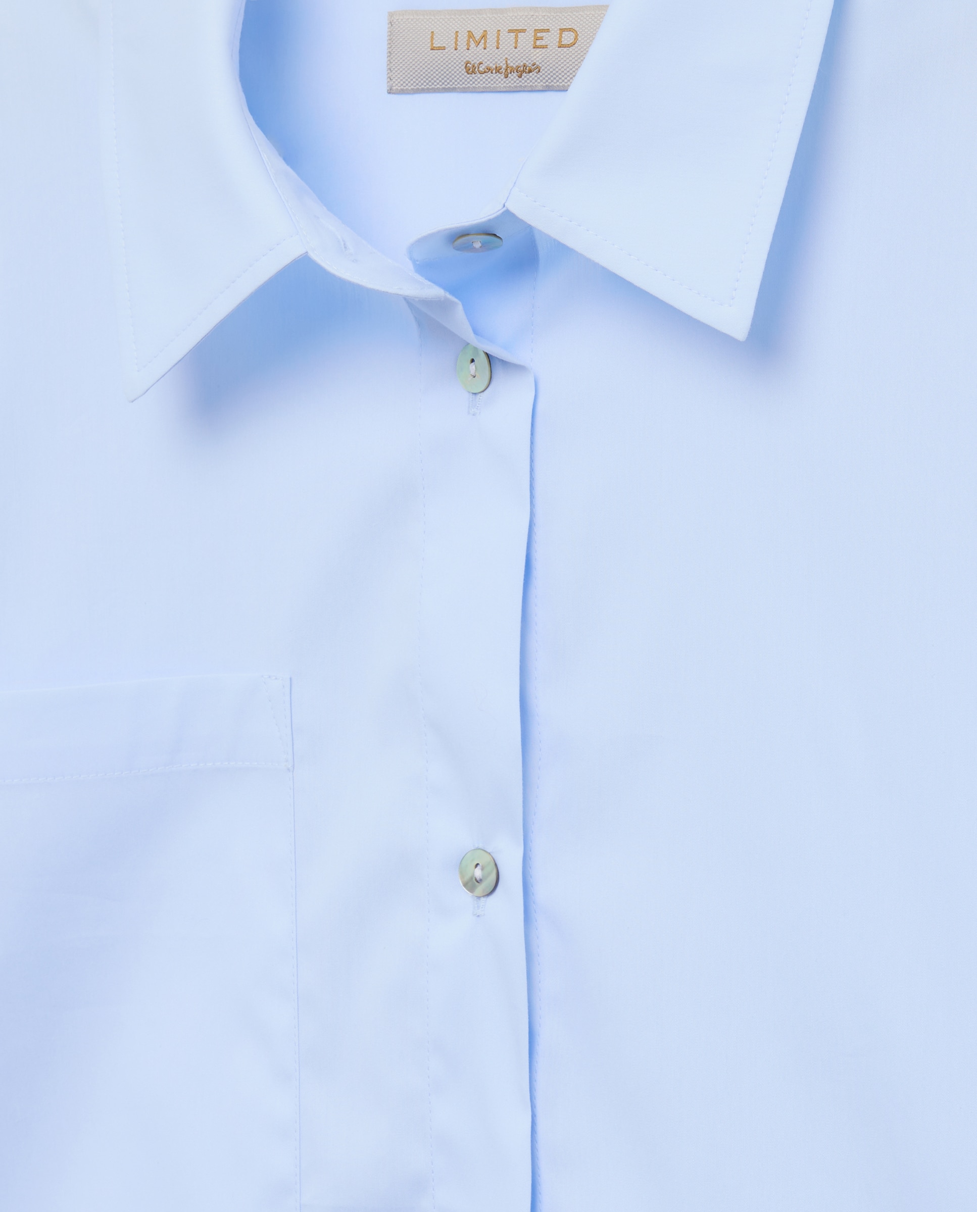 Blusa de Manga Comprida com Bolso Azul-claro-2