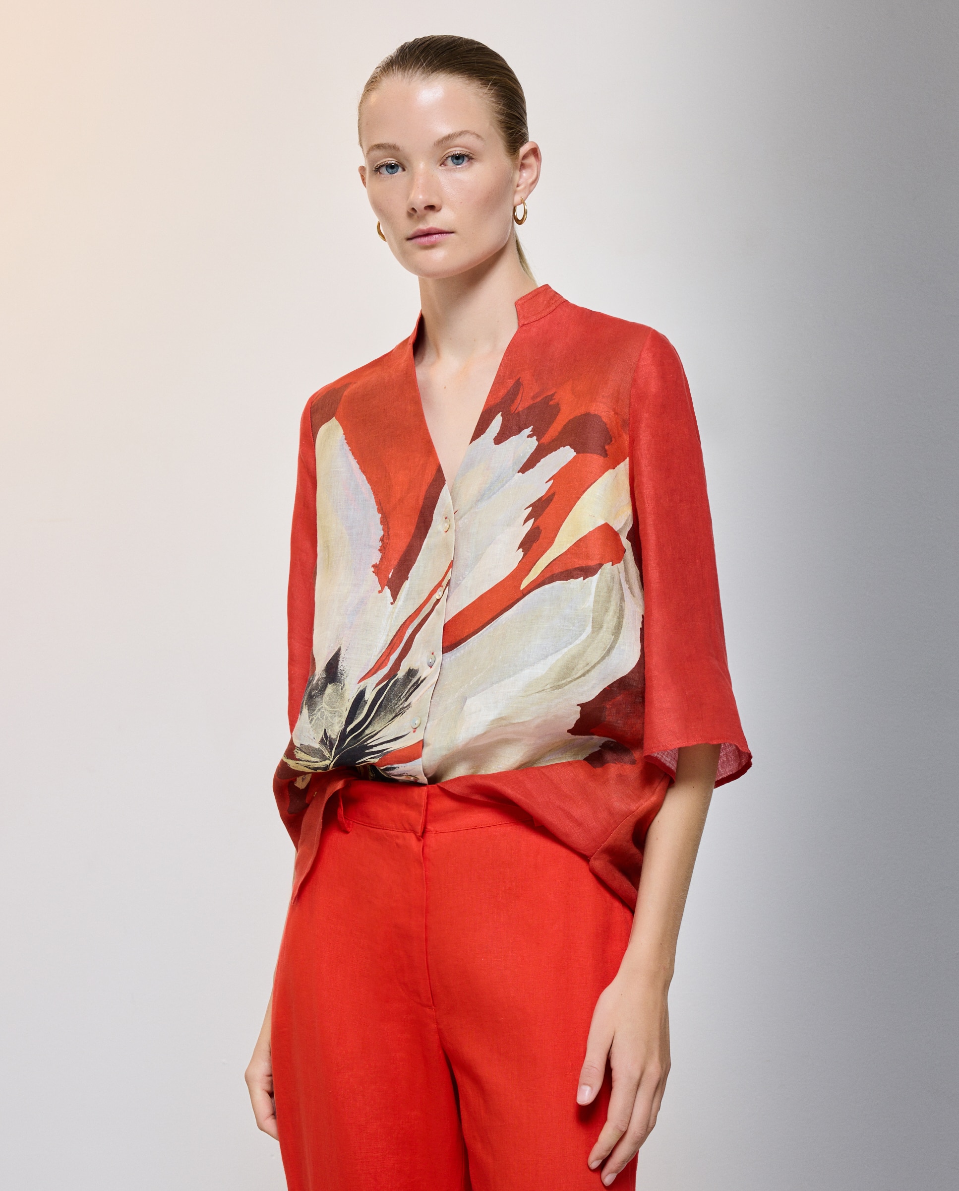 Blusa com Manga 3/4 Vermelho-3