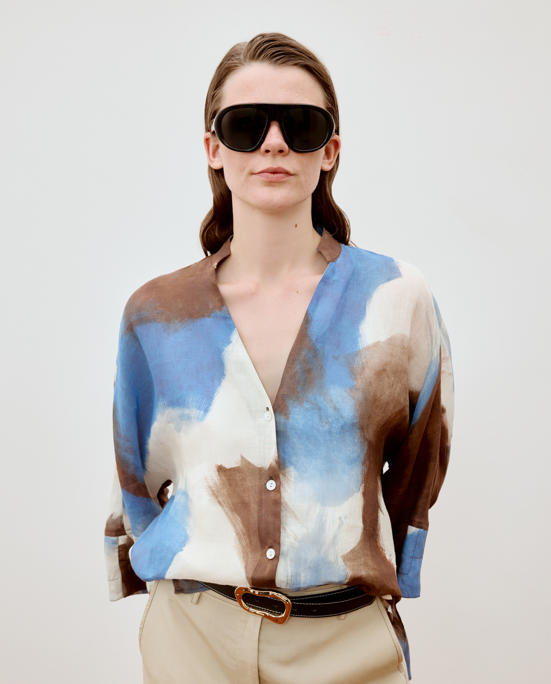 Blusa com Estampado Geométrico Azul-2