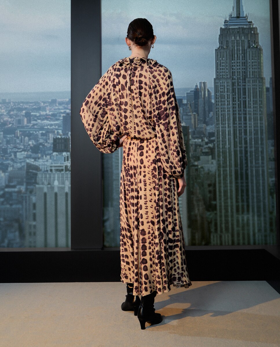 Saia midi com animal print Roxo-3