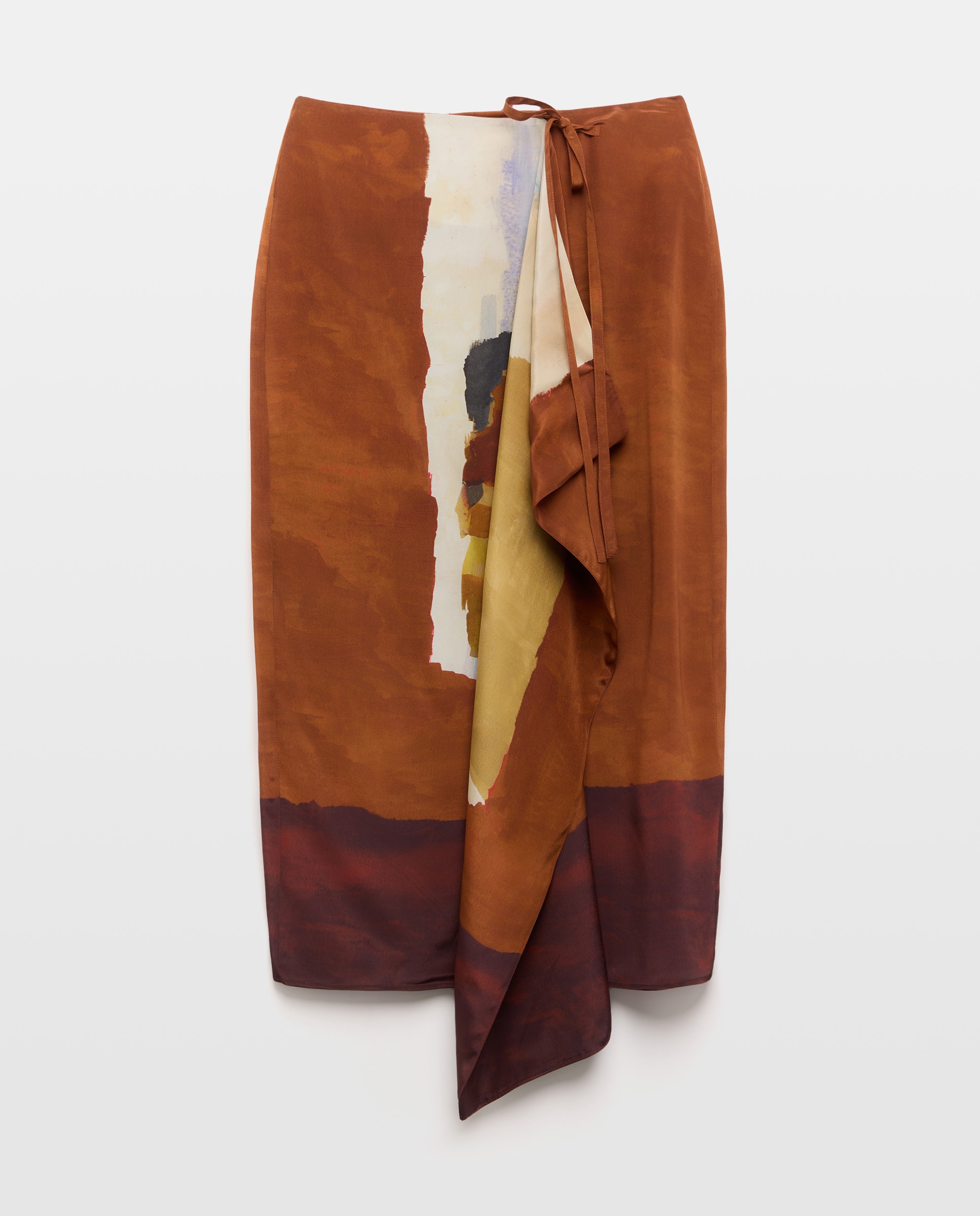 Saia Midi Envolvente com Lenço Vermelho-4