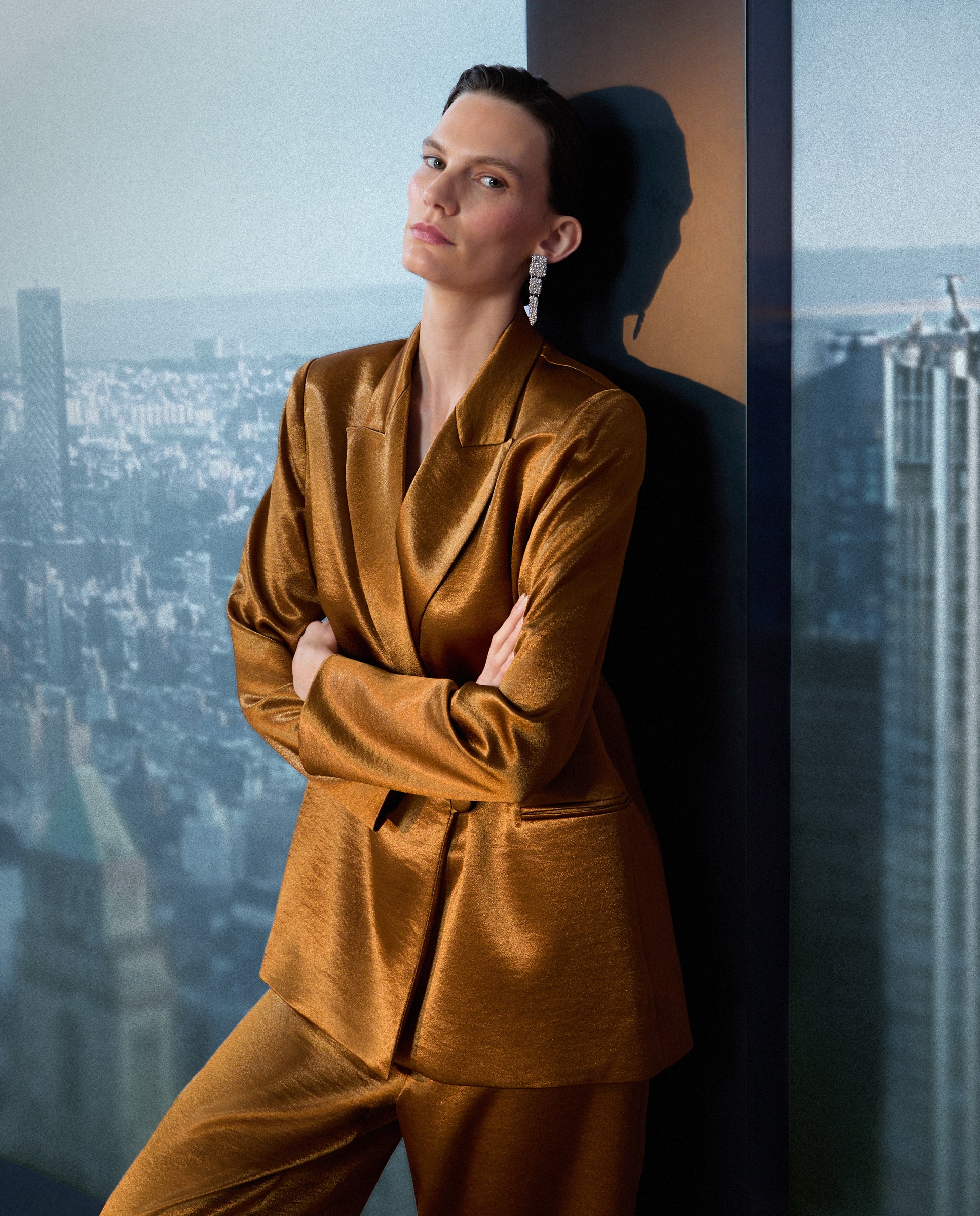 Blazer Lamé Liso Ouro-1