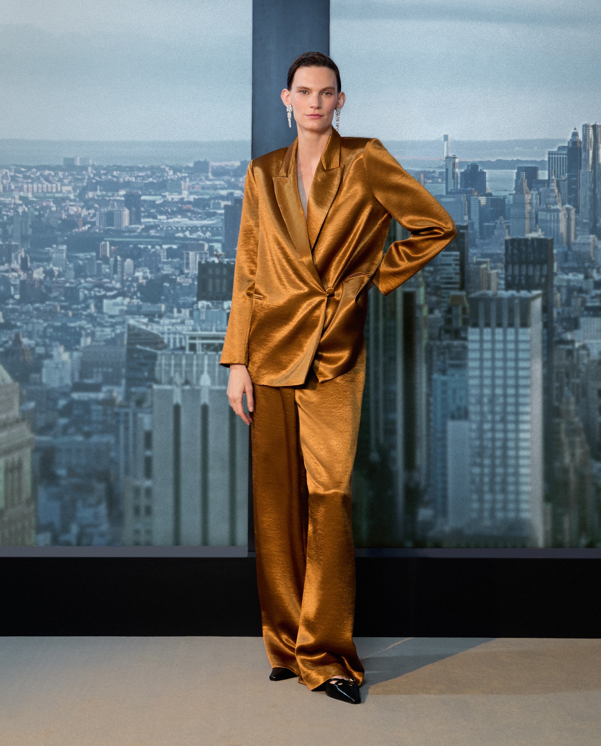 Blazer Lamé Liso Ouro-2