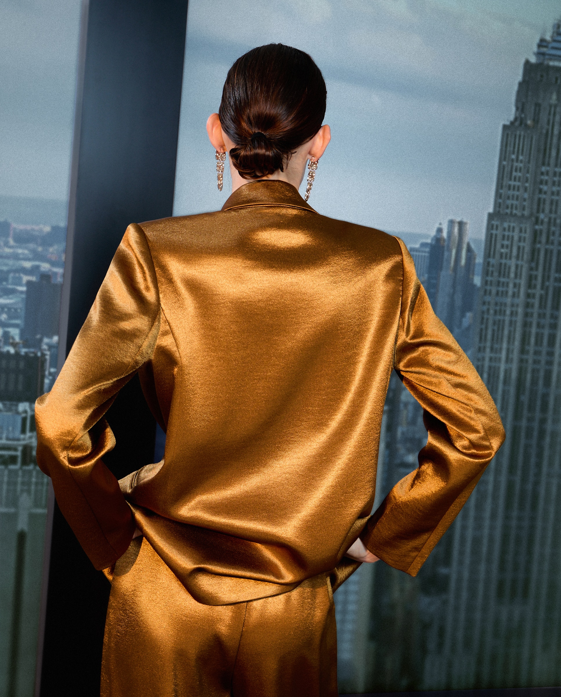 Blazer Lamé Liso Ouro-4